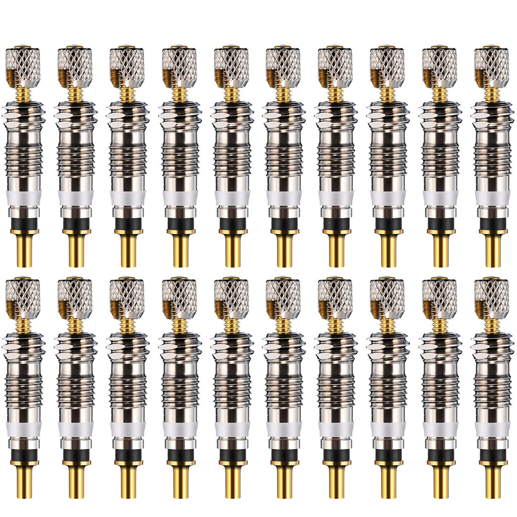 20 Pieces Presta Valve Core Replacement, Brass Tubeless for Road MTB Bike