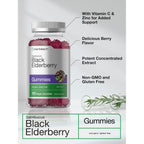 Horbaach Black Elderberry Gummies | 120 Count | Berry Flavor | Sambucus Extract with Zinc and Vitamin C | Vegan, Non-GMO, and Gluten Free Supplement for Adults