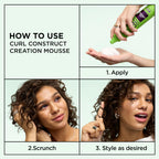 Garnier Fructis Curl Construct Creation Mousse, Curl Activator Provides Frizz Control, Long-Lasting Hold, and No Weigh-Down for Curly, Wavy, and Coily Hair, 6.8 oz (Packaging May Vary)