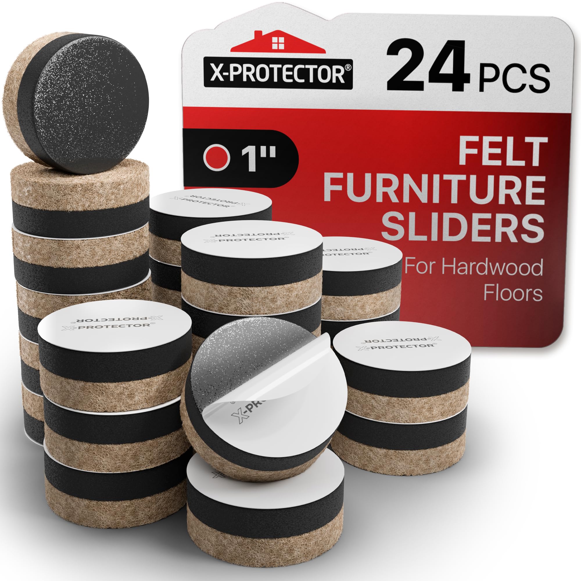 Buy now Felt Furniture Sliders Hardwood Floors X-PROTECTOR – 16 PCS 3 1/2" Furniture Sliders – Heavy Duty Felt Sliders Hard Surfaces – Move Your Furniture Easily & Safely! 24 PCS 1 inch (Self-Adhesive) at indiglob india