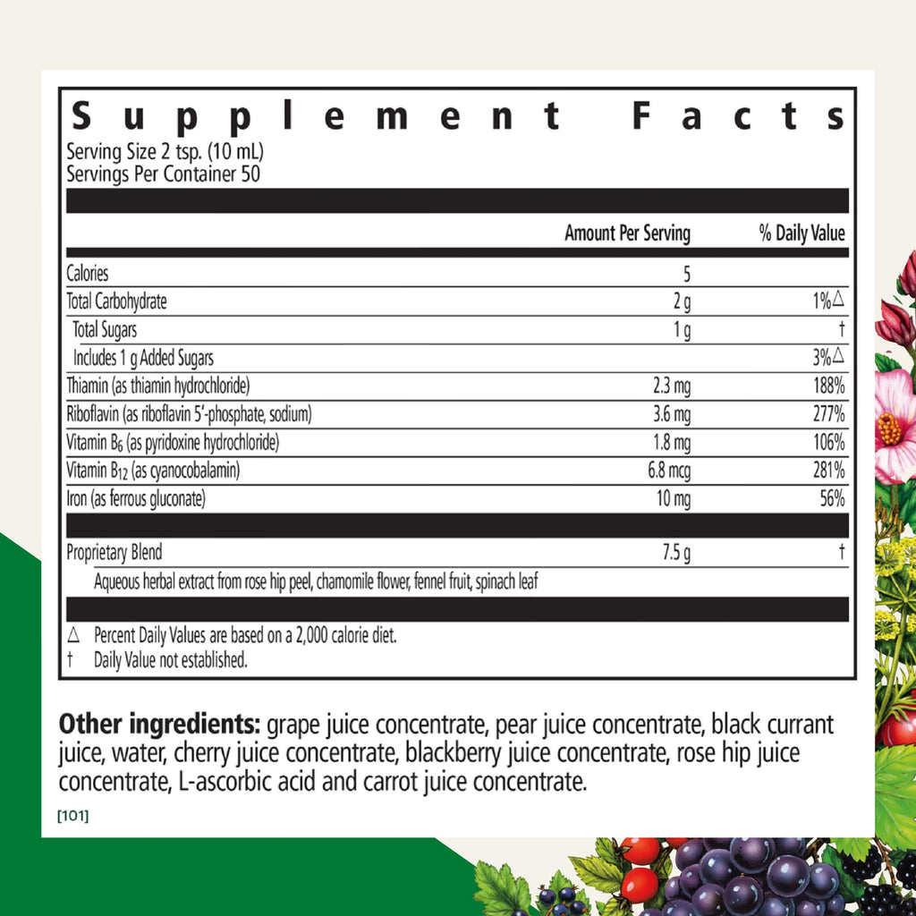 Floradix Floravital Liquid Iron Supplement, Vegan, Gluten-Free, 16.9 Fl Oz | Liquid Iron & Vitamin Formula with Ferrous Gluconate, Vitamin C, B Vitamins & Herbs for Energy Support*, Yeast-Free & Non-GMO
