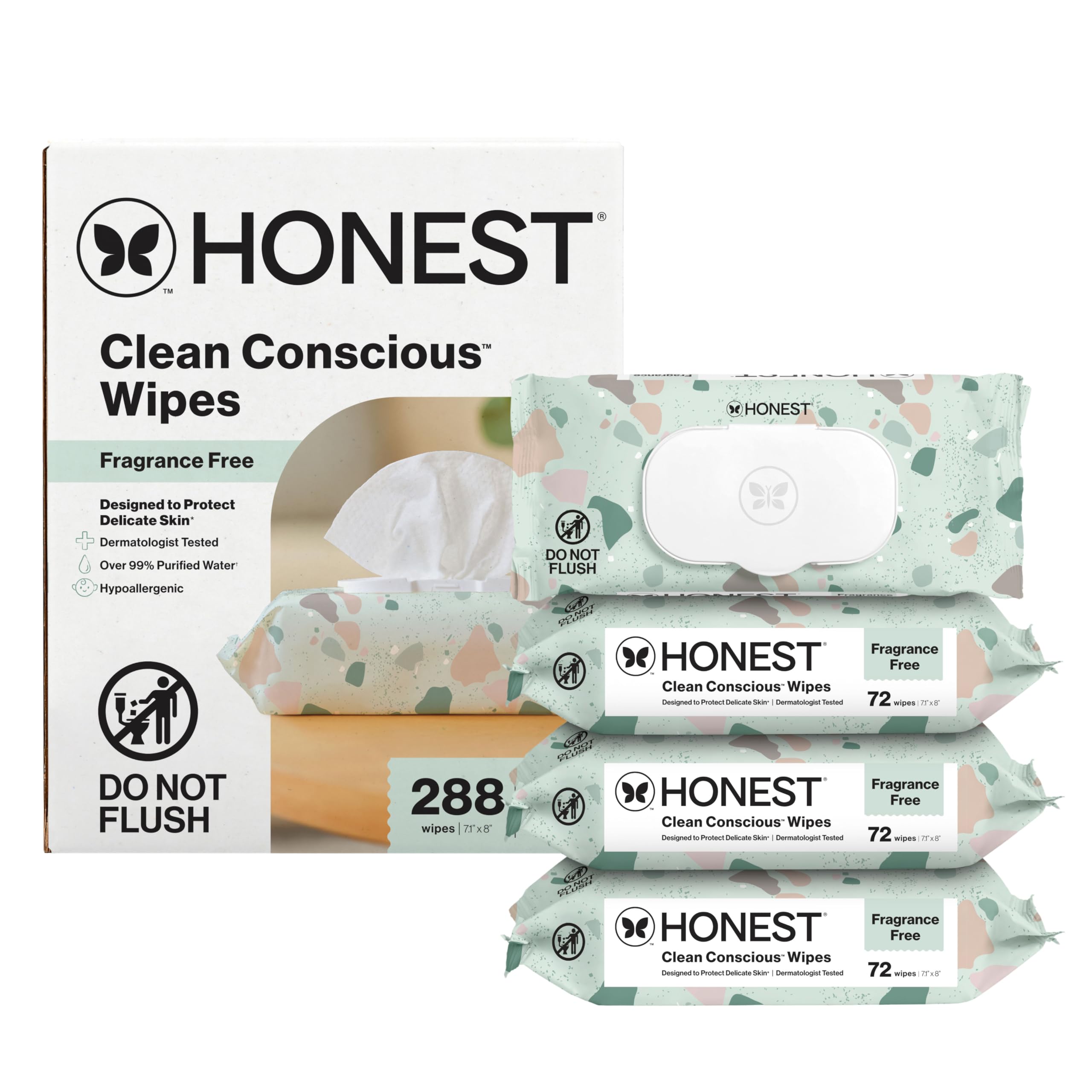 Buy now The Honest Company Hypoallergenic Multi-Use Baby Wipes for Sensitive Baby Skin Rainbow 60 Count Geo Mood 72 Count (Pack of 4) at indiglob india