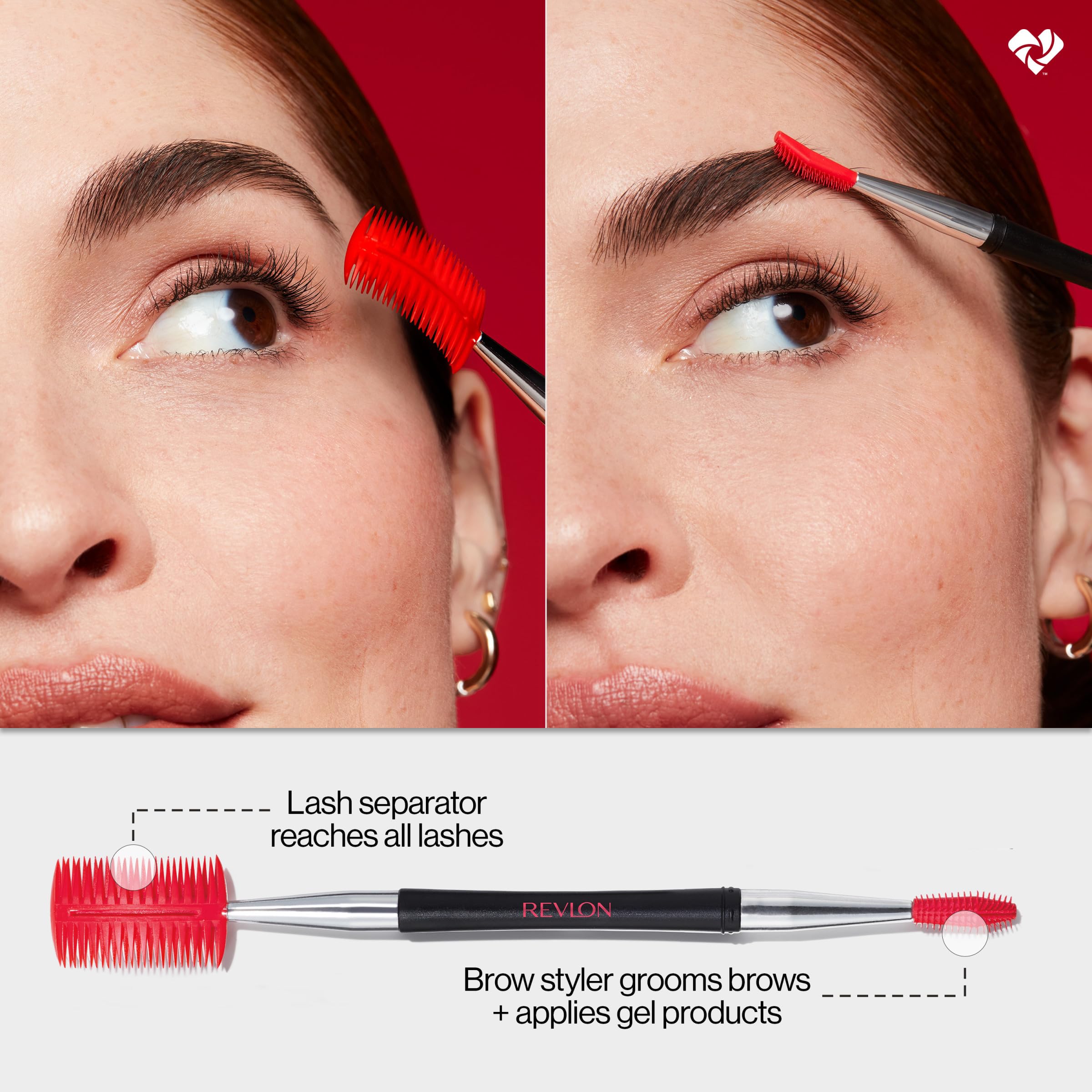 Buy now Revlon Lash & Brow Styling Tool, Dual Ended Eyelash Separator & Eyebrow Brush Spoolie, Works with Mascara & Brow Makeup, 1 count at indiglob india