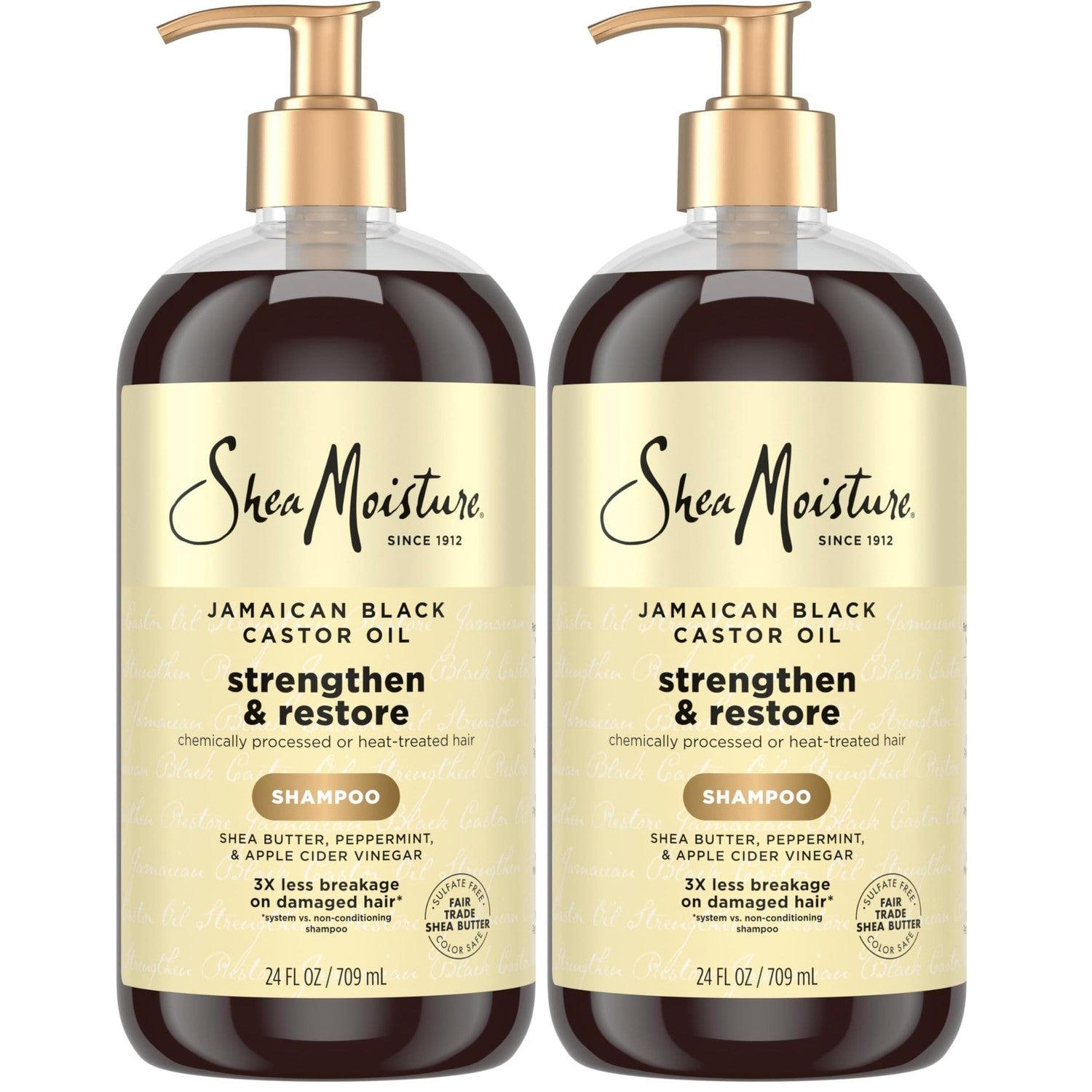 Shea Moisture Strengthen and Restore Shampoo for Damaged Hair 100% Pure Jamaican Black Castor Oil Cleanse and Nourish 13 oz | For damaged hair - remove build up, strengthen, and restore hair with Shea Butter, Peppermint, and Apple Cider Vinegar.