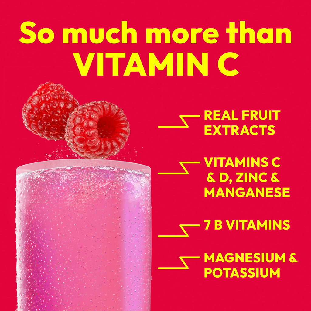 Emergen-C 1000mg Vitamin C Immune Support Powder, Raspberry, 60 ct | B Vitamins for Energy, Zinc and Manganese, Electrolytes, Natural Flavor, Caffeine Free, Vitamin D