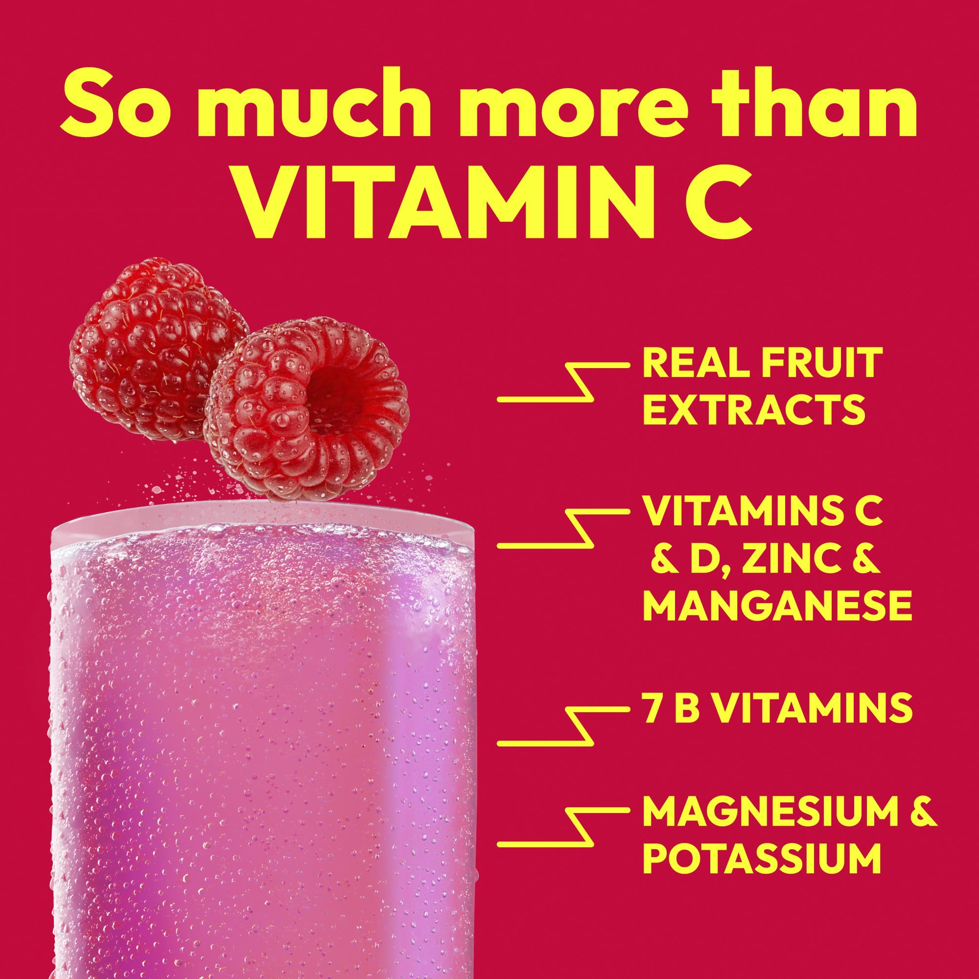 Emergen-C 1000mg Vitamin C Immune Support Powder, Raspberry, 60 ct | B Vitamins for Energy, Zinc and Manganese, Electrolytes, Natural Flavor, Caffeine Free, Vitamin D