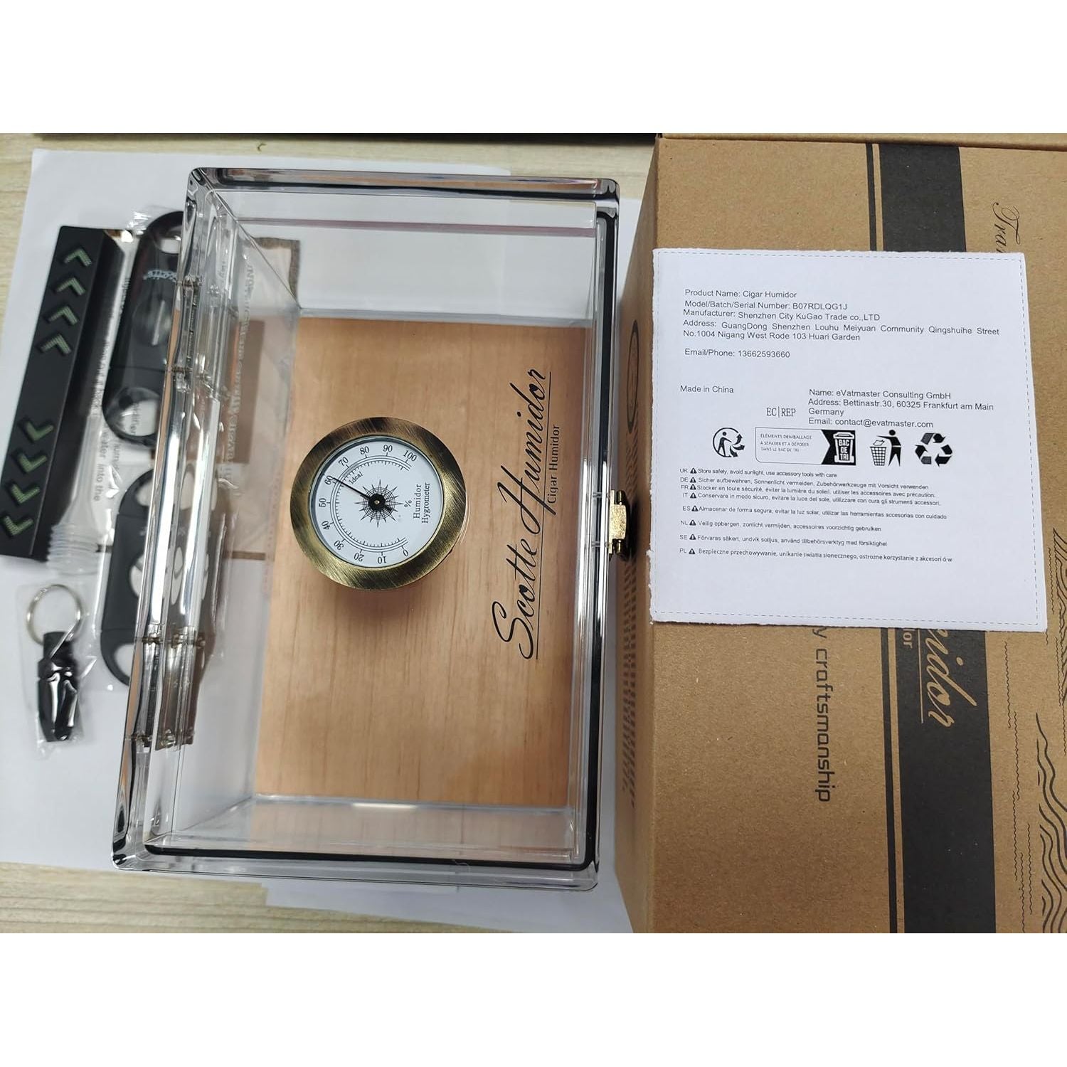 Buy now Scotte Acrylic Cigar Humidor Jar/case/Box with Humidifier and Hygrometer,humidor Can Hold About 20 Cigars Including Cigar Cutters and Cigar Punch (Clear-1) at indiglob india