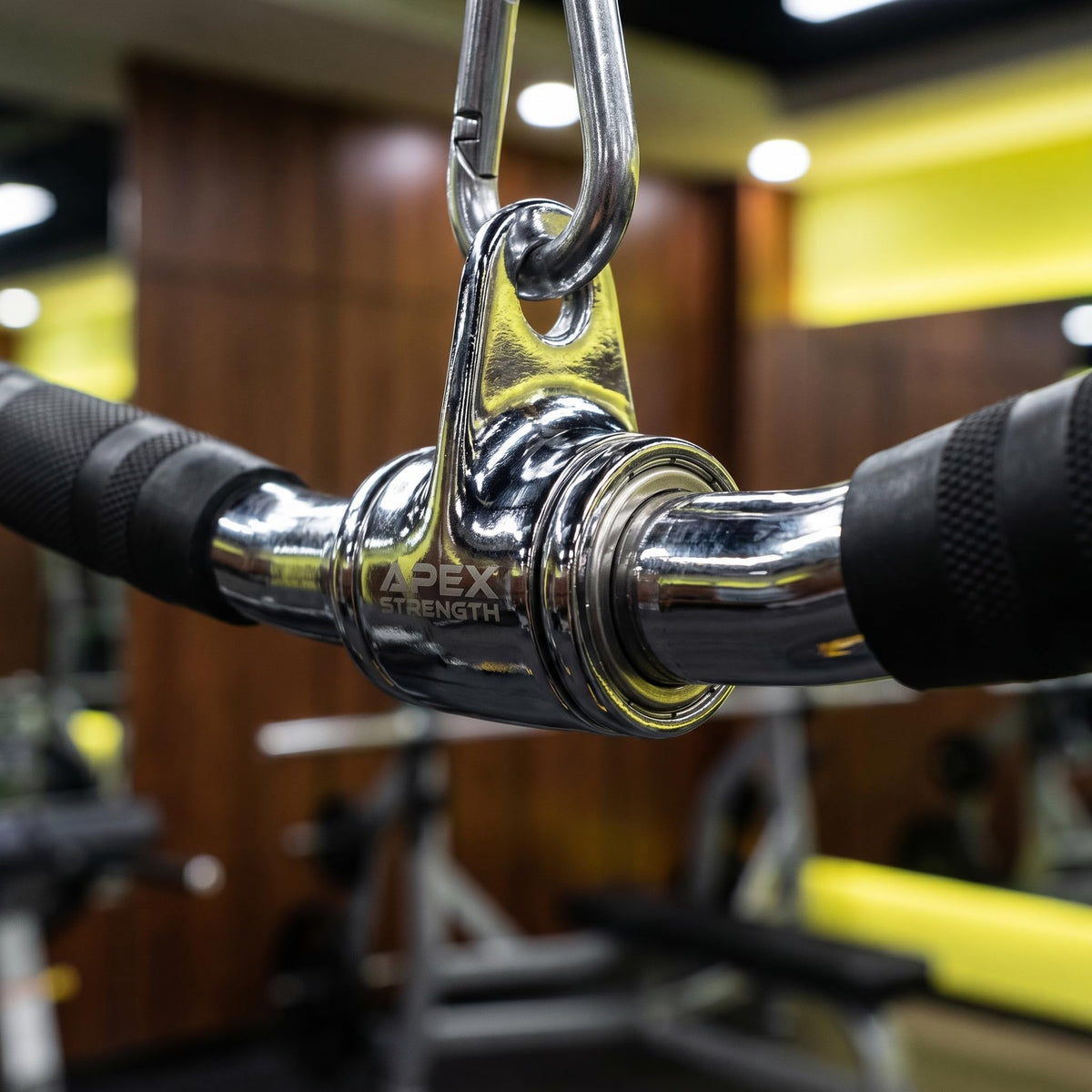 Lat Bar Cable Machine Attachment, Curl Pulldown Bar with Full Rotation and Rubber Handle for Gym, Strength Workout, Body Training, Muscle Building, 30 Inch