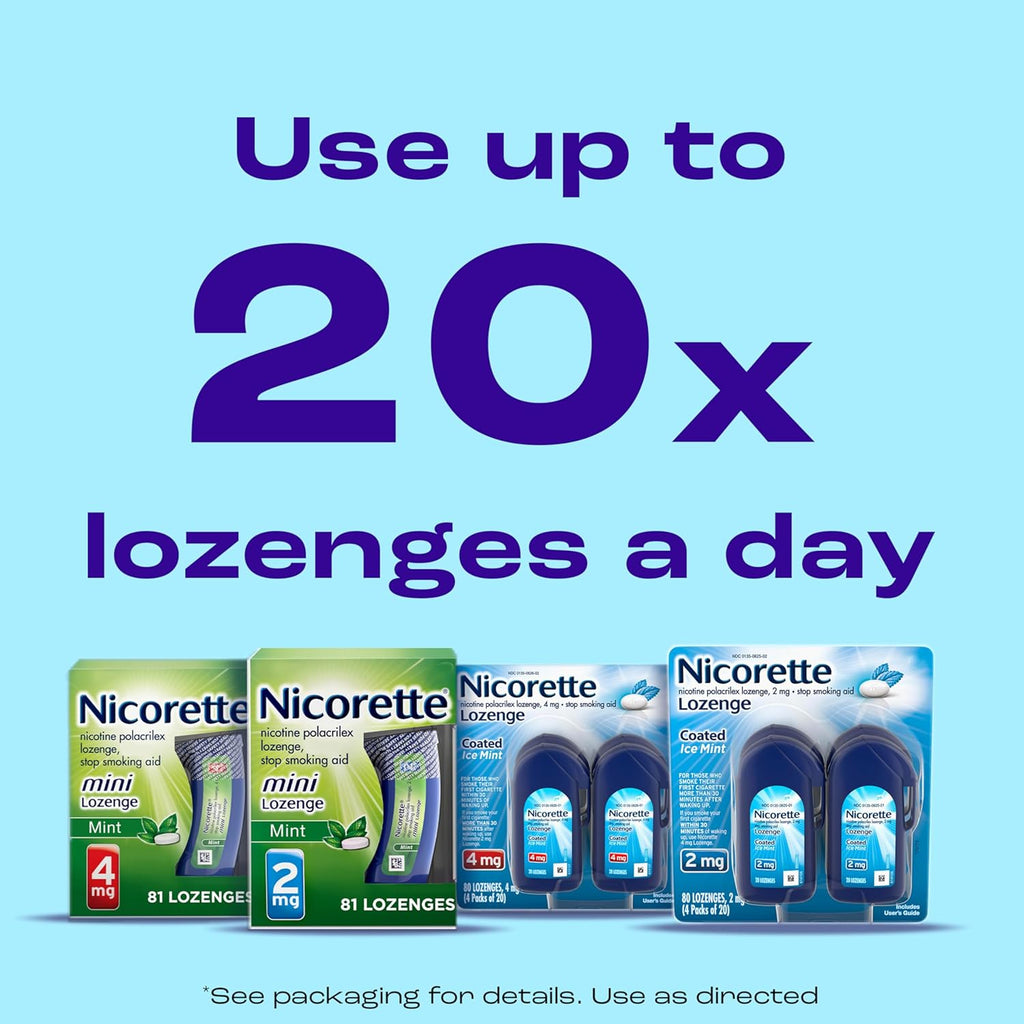 Buy now Nicorette 2 mg Coated Nicotine Lozenges to Help Stop Smoking - Ice Mint Flavored Stop Smoking Aid, 20 Count Lozenge at indiglob india