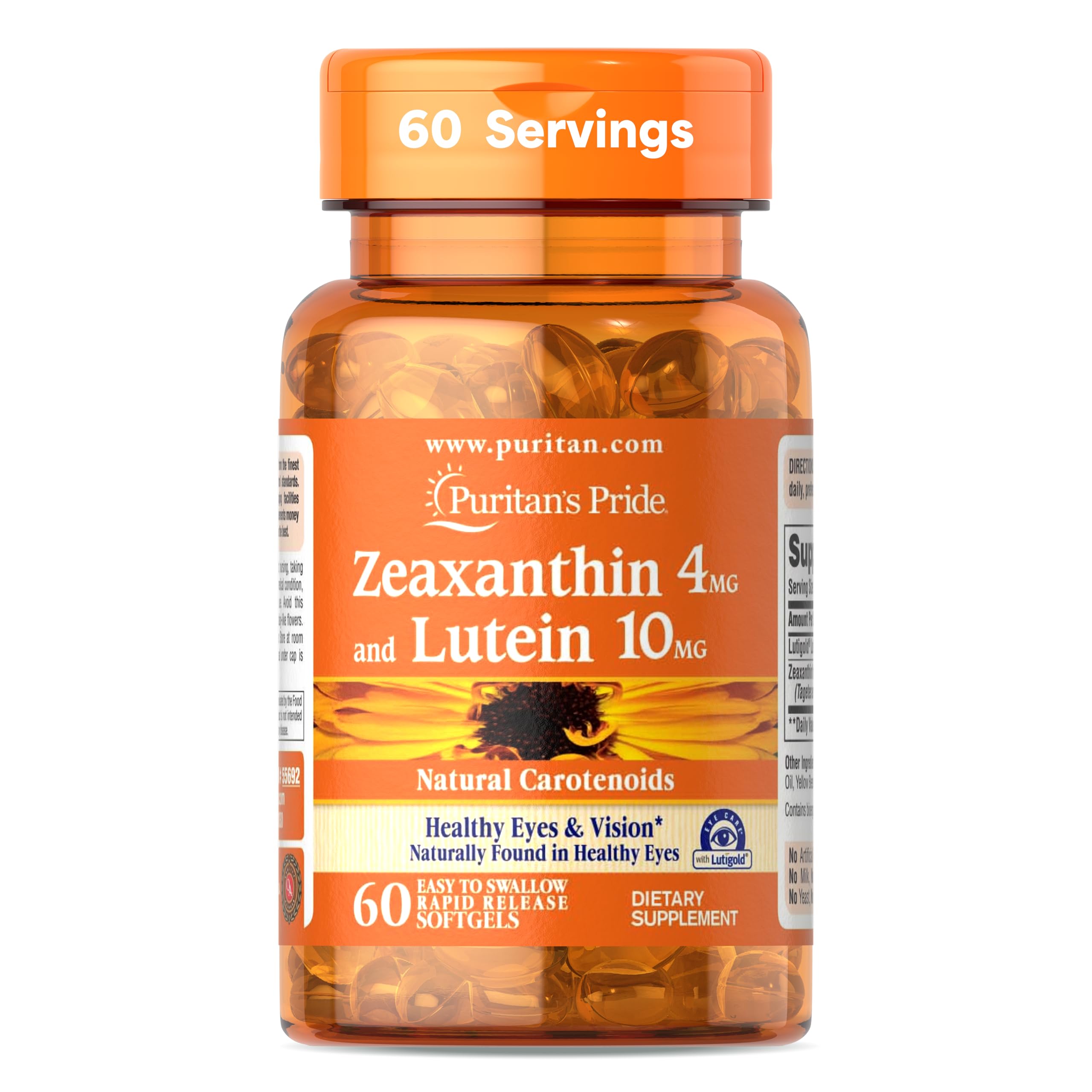 Puritan's Pride Zeaxanthin 4mg with Lutigold™ Lutein 10mg Carotenoids