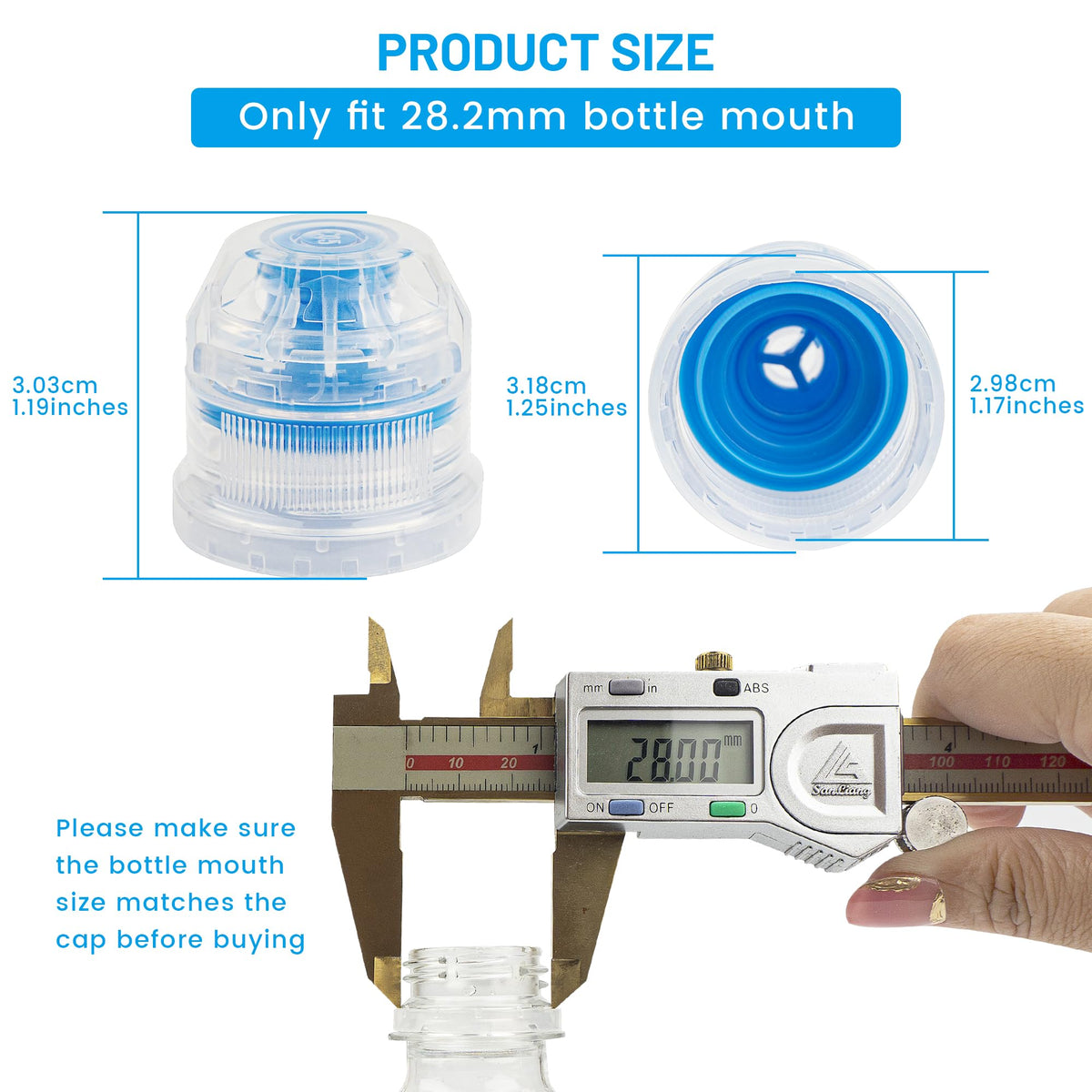 28mm Push Pull Cap, Replacement Water Bottle Flip Tops with Seal Tab for Smart Bottles or Soda Water Bottles, 10PCS