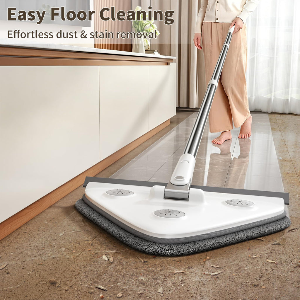 Wall Cleaner Mop with Long Handle, Baseboard Cleaner Tool with Extension Pole & Squeegee, 3-in-1 Ceiling Cleaning Tool Duster with 3 Microfiber and 3 Chenille Pads for Washing Window, Floor, Cabinet