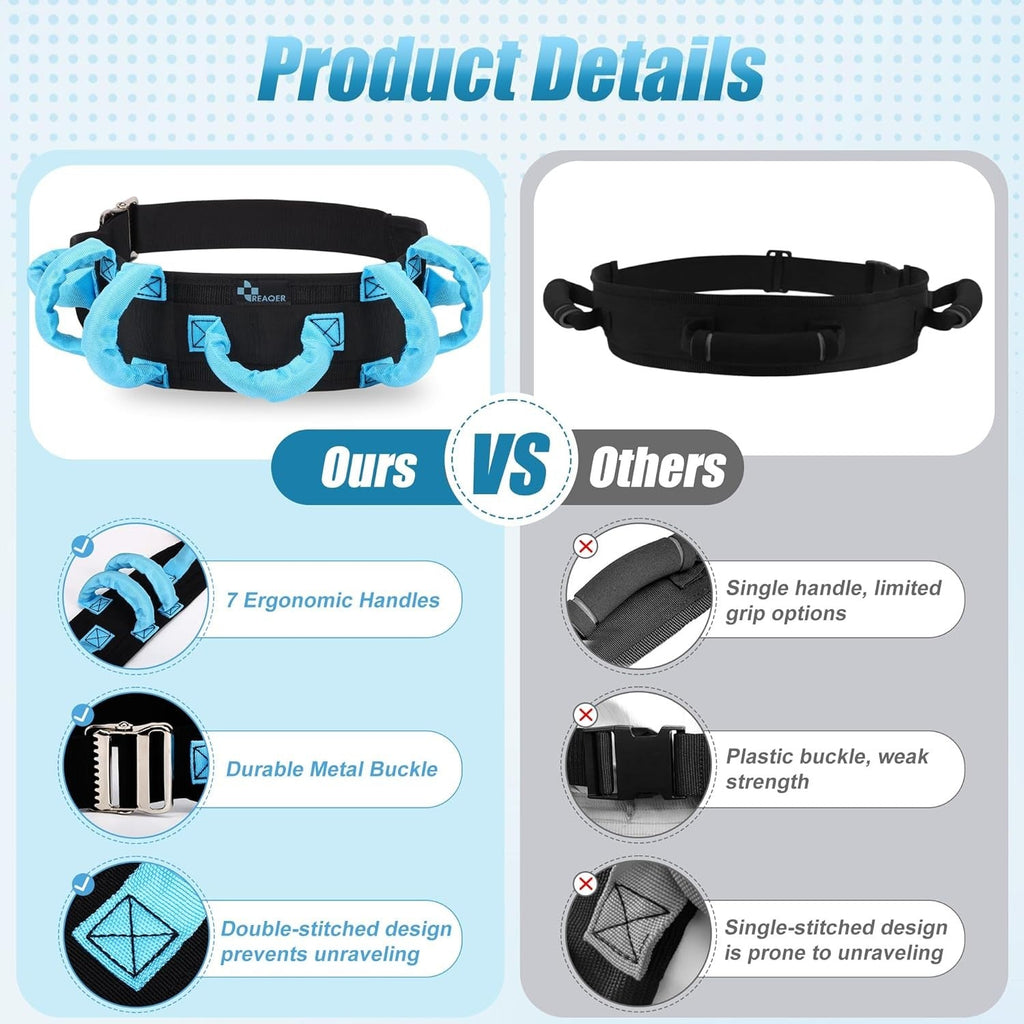 Buy now REAQER Gait Belt Transfer Belts for Lifting Seniors Walking and Standing Assist Aid for Bariatric, Elderly, Handicap, Occupational & Physical TherapyCaregiver Nurse Therapist at indiglob india