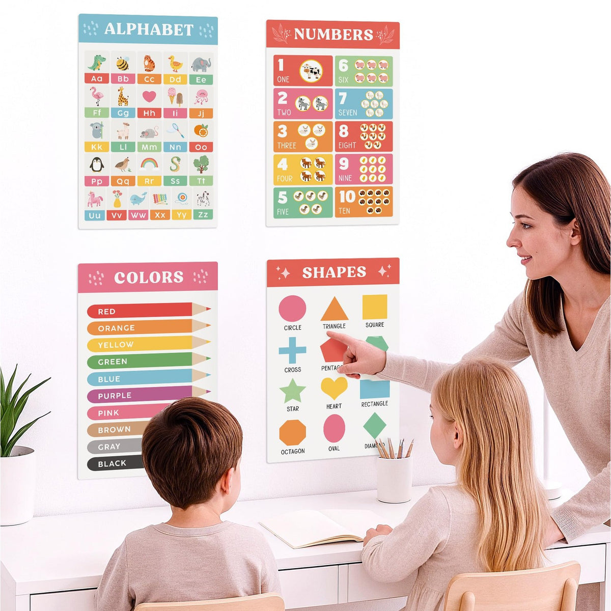 Fun Educational Posters for Toddlers - Set of 16 for Classroom & Homeschool