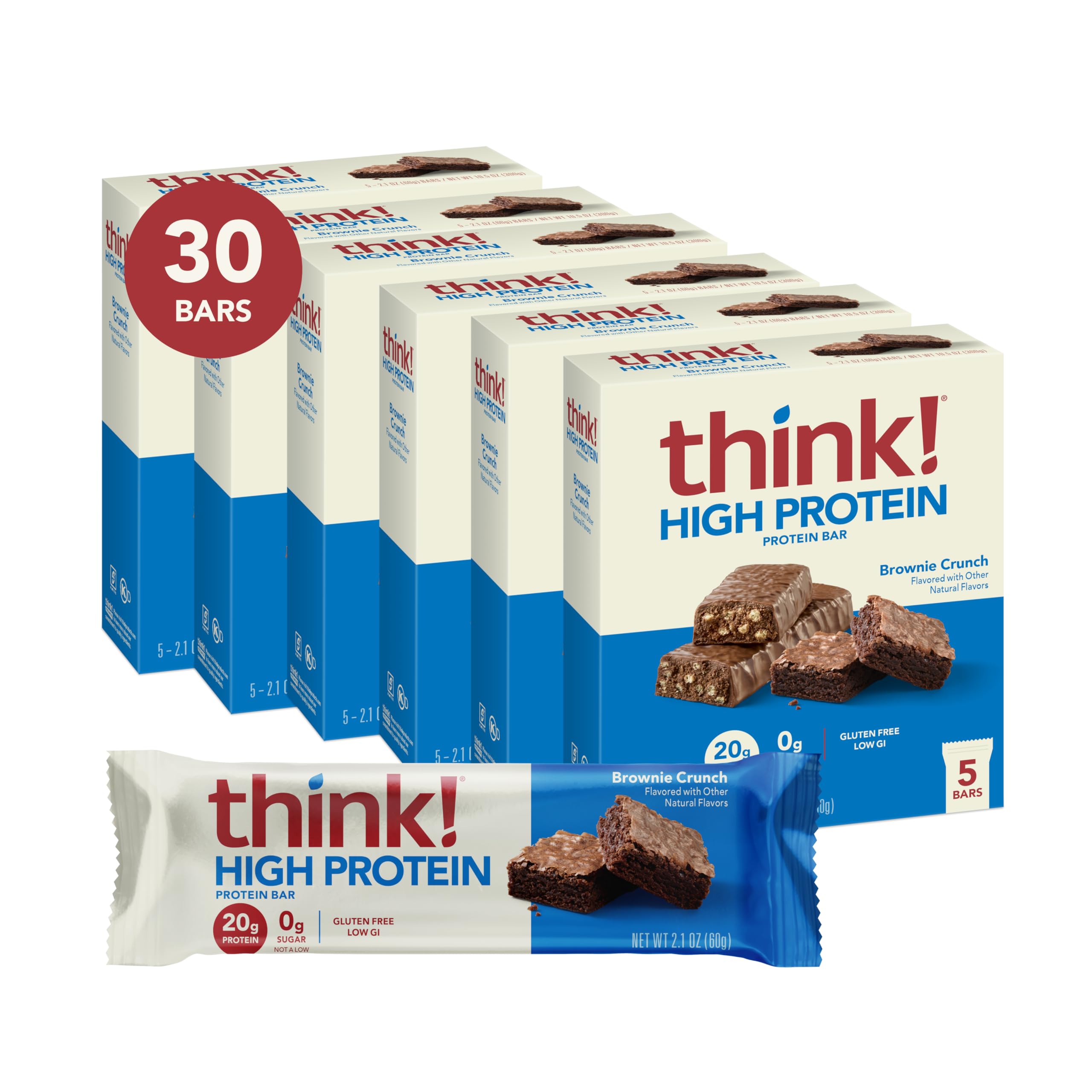 Buy now think! Protein Bars, High Protein Snacks, Gluten Free, Kosher Friendly, Creamy Peanut Butter, Nutrition Bars, 2.1 Oz per Bar, 12 Count (Packaging May Vary) Brownie Crunch 30 Count (Pack of 1) at indiglob india