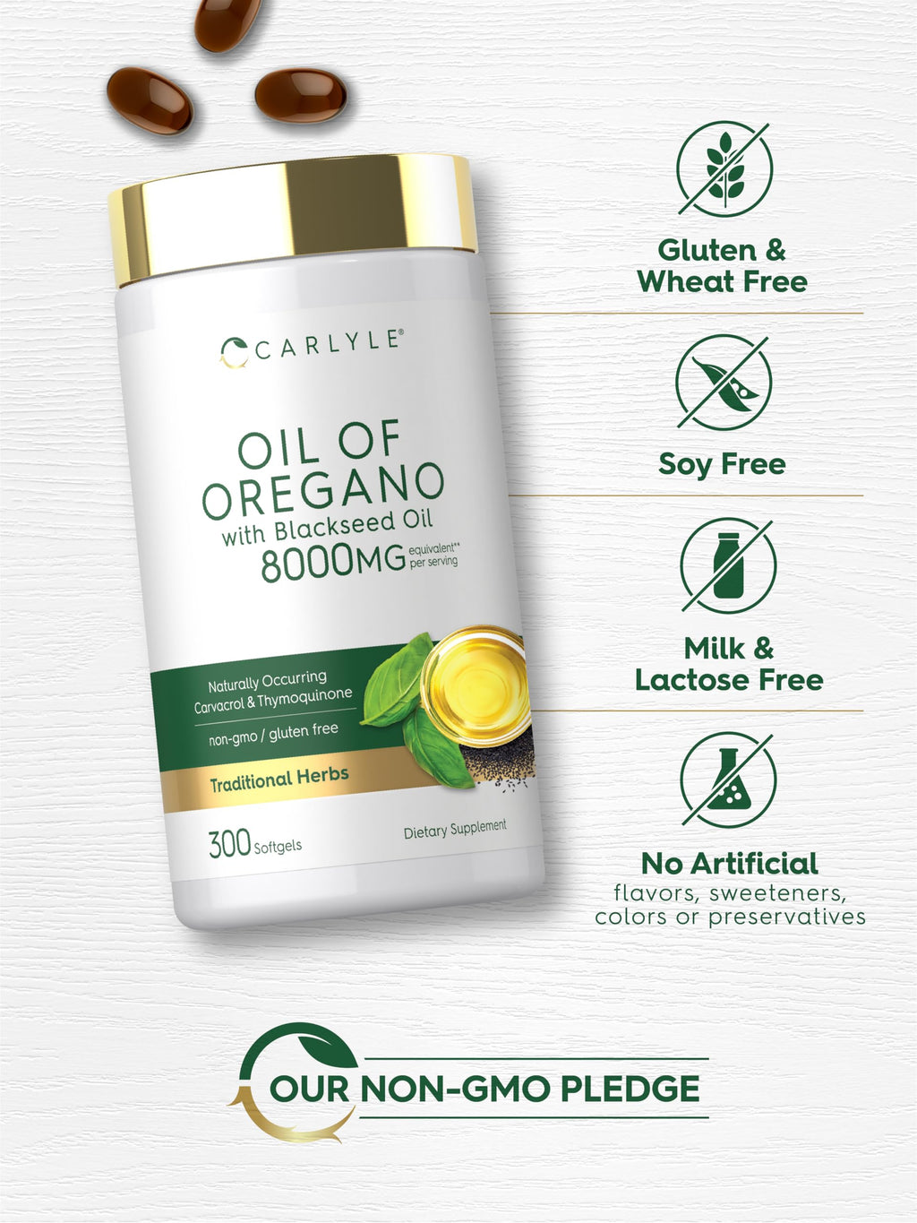 Carlyle Oil of Oregano with Black Seed Oil | 300 Softgel Capsules