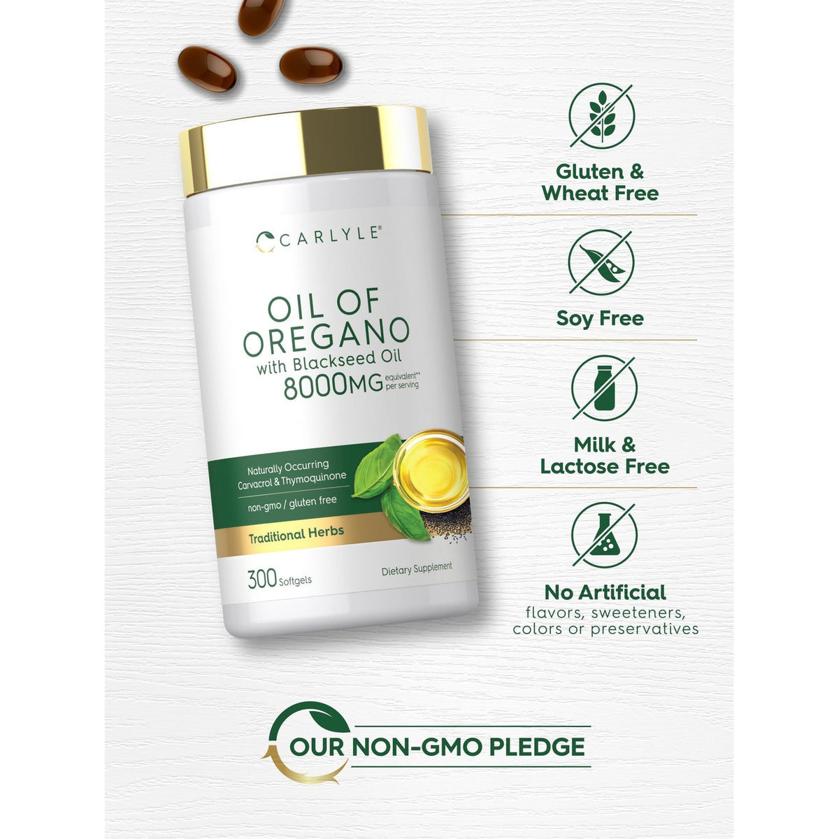Carlyle Oil of Oregano with Black Seed Oil | 300 Softgel Capsules