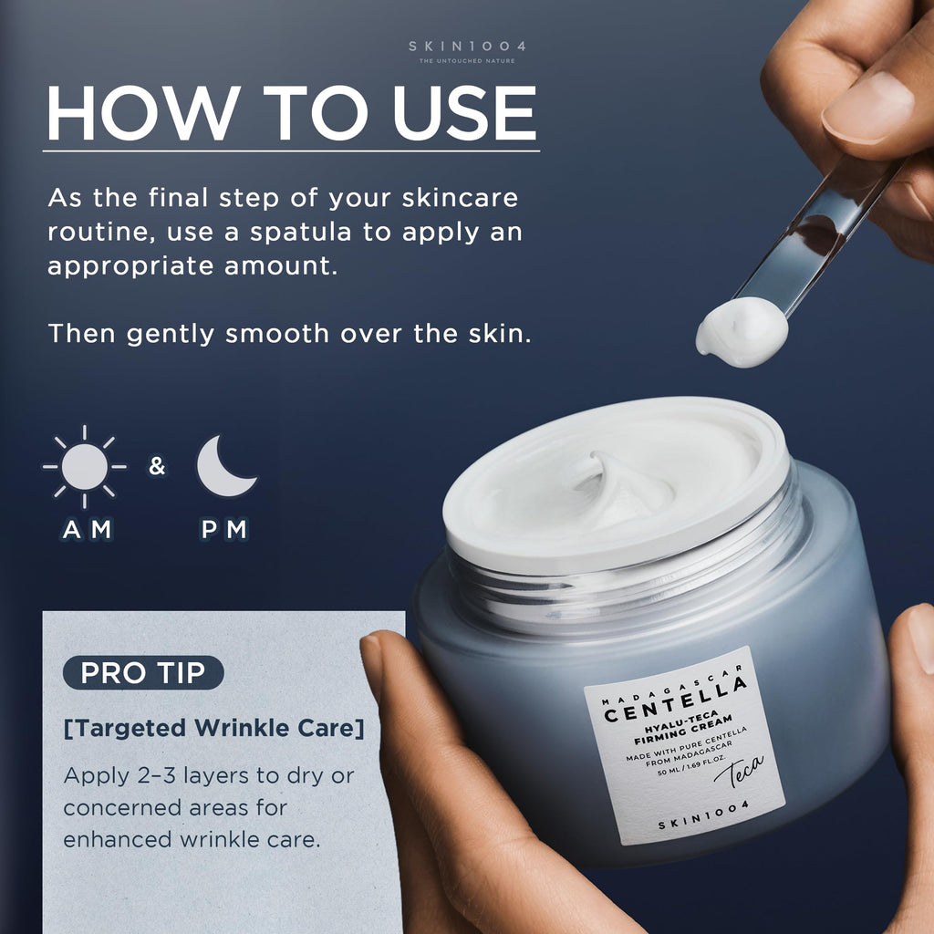 SKIN1004 Hyalu TECA Firming Cream, Face Moisturizer for Dewy, Plump Skin, Night Cream for Deep Hydration & Elasticity, Ceramide & Centella for Skin Barrier Support, Korean Skin Care, 1.01 fl.oz / 50ml