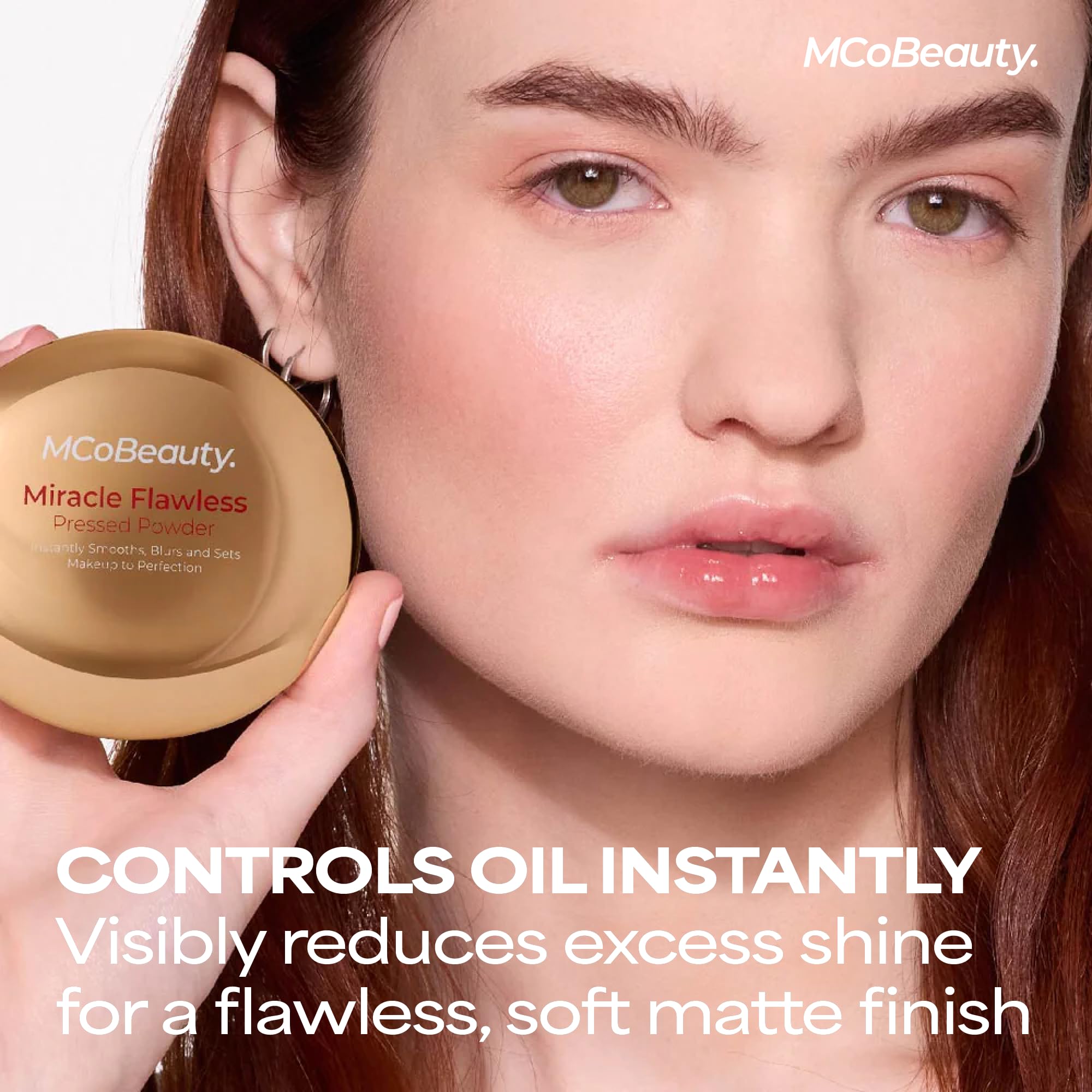 MCoBeauty Miracle Flawless Pressed Powder - 1 Light | Compact, Soft Focus Blurring, Finishing & Setting Makeup, Hydrating, Vegan & Cruelty Free