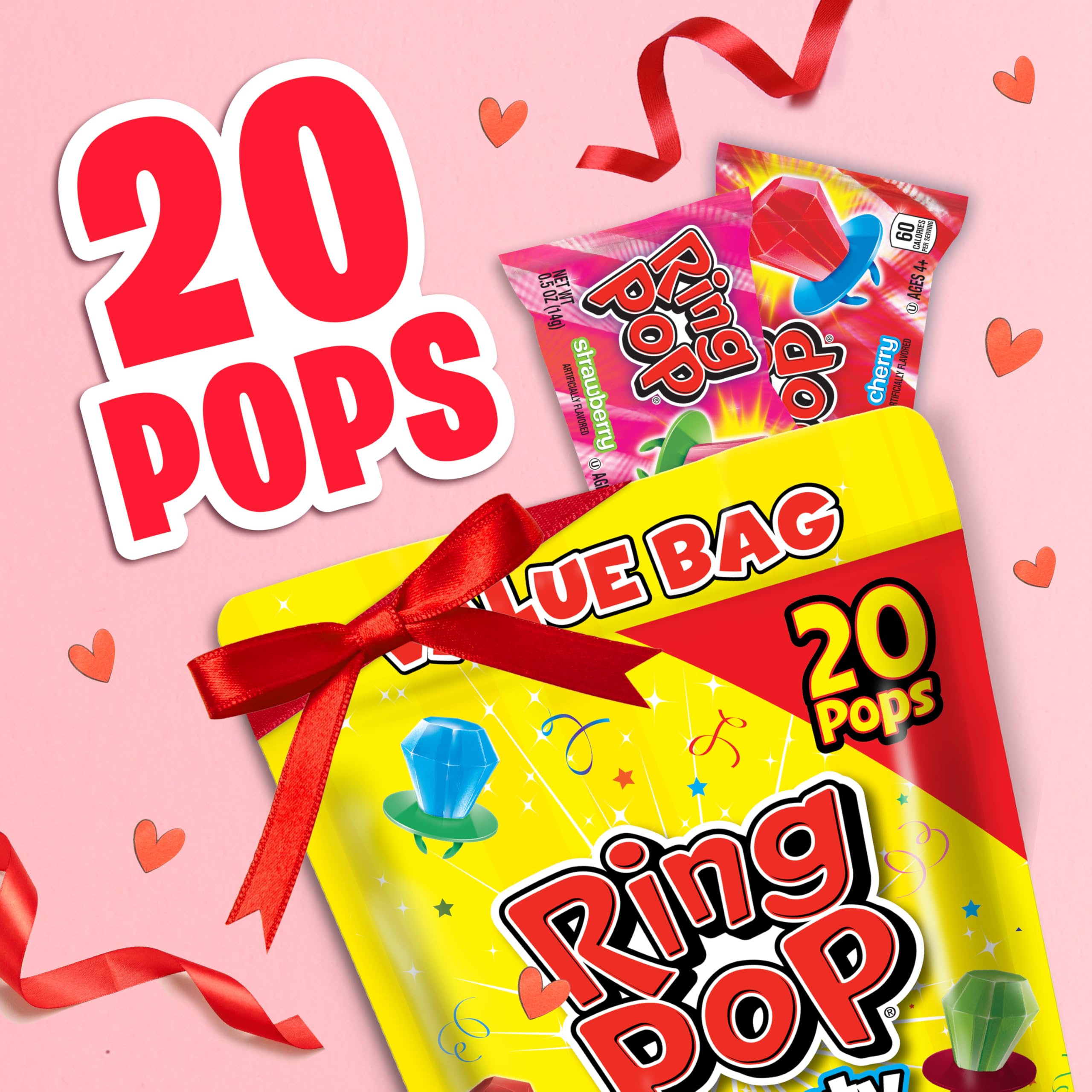 Buy now Ring Pop Candy, Valentine's Lollipops, 20 Ct Party Favors in Assorted Fruity Flavors - Full Size, Fun Hard Candy For Birthday Parties, Valentine's Gifts, Goodie Bags, Party Favors at indiglob india