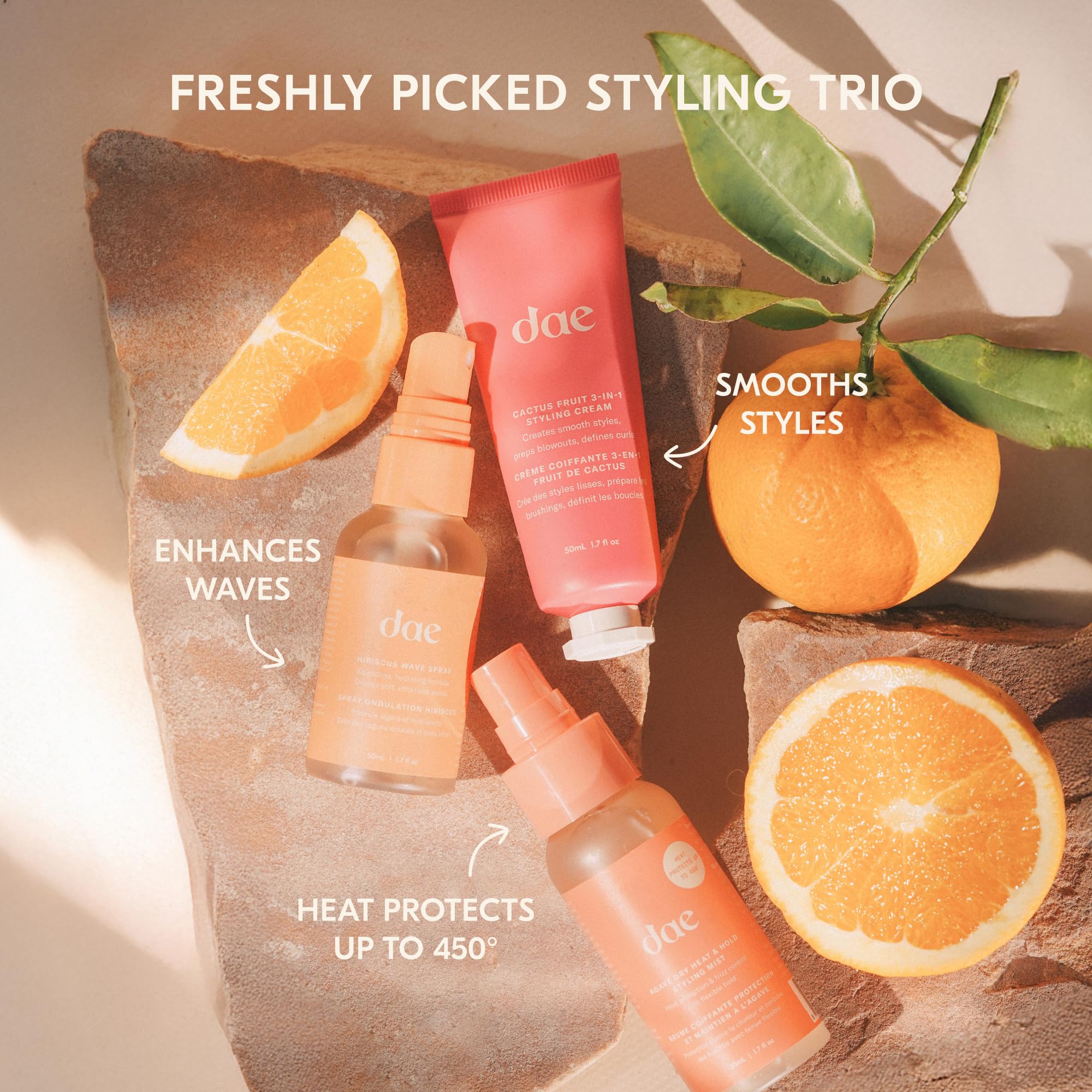 DAE 3-In-1 Styling Cream - Smooths Styles, Adds Shine (Styling Trio Set) | Includes 3-1 styling cream for sleek styles, wave spray for instant texture, dry heat mist for protection