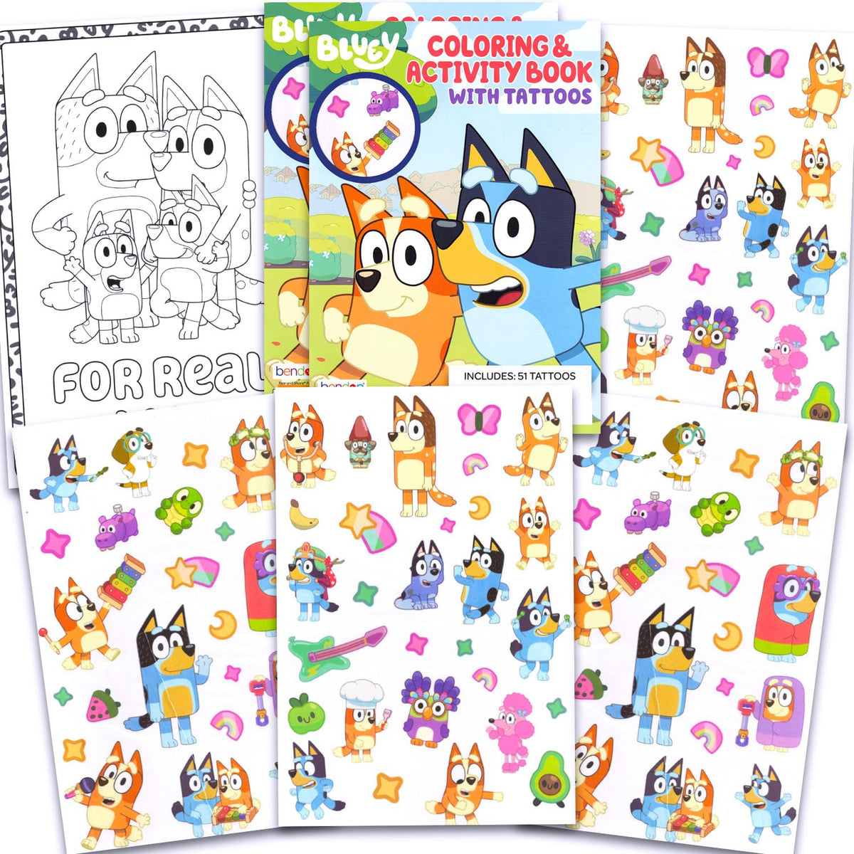 100+ Bluey Temporary Tattoos for Kids Coloring Book Party Favors Bundle