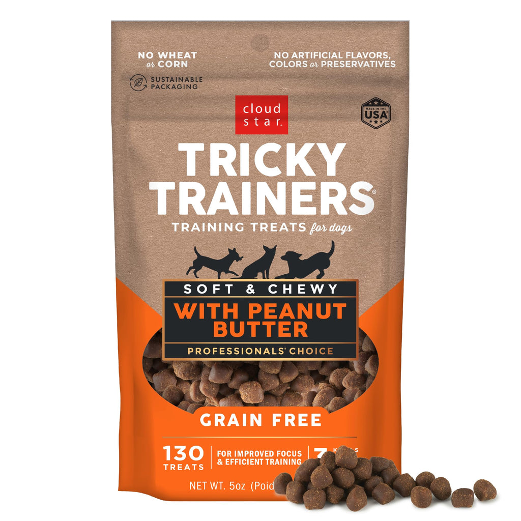 Cloud Star Tricky Trainers Dog Treats Grain Free Peanut Butter 5 oz