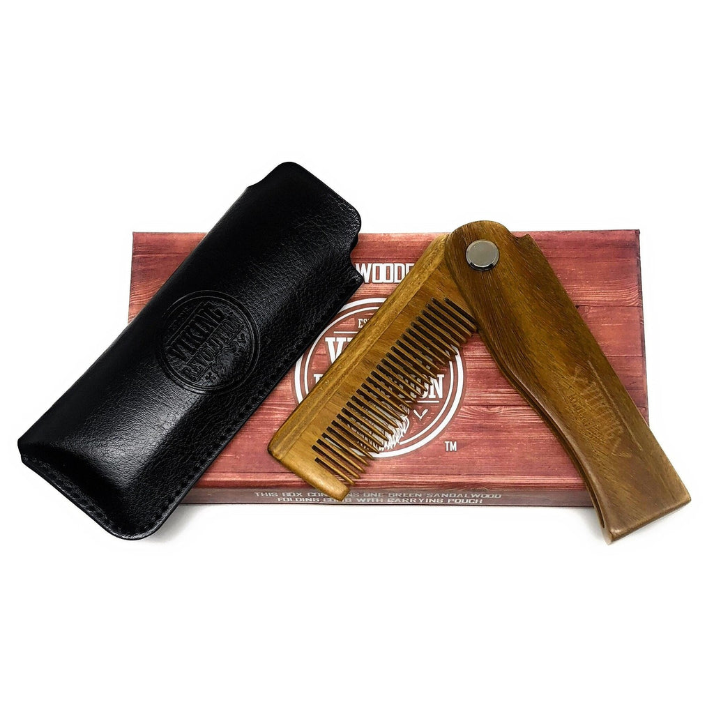 Viking Revolution Folding Beard Comb - Natural Wooden Comb - 1 Count