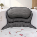 Bath Pillows for Tub, Luxury Bathtub Pillow for Head and Neck Support, Gray | Soft 4D Mesh, Padded Headrest, 6 Non-slip Suction Cups, Quick-drying, Machine Washable, Wash Bag Included, Bath Accessories