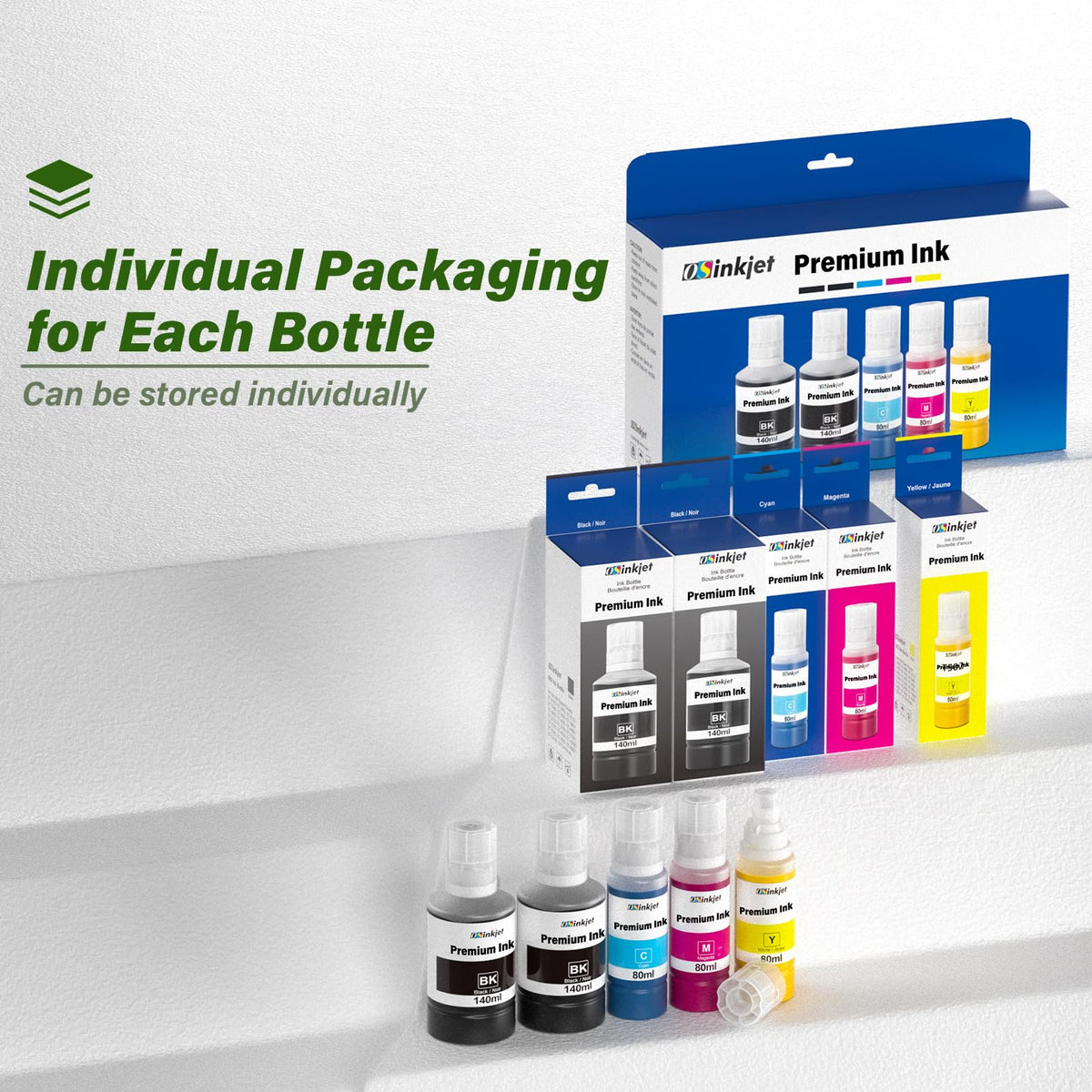 Ink Refill Bottles Combo Pack Compatible for T502 ET-3850 ET-3760 ET-2850 ET-4850 ET-4760 ET-2760 ET-2980 ET-2988 ET-3830 ET-3750 ET-15000 ET-2750 (2BK C M Y)