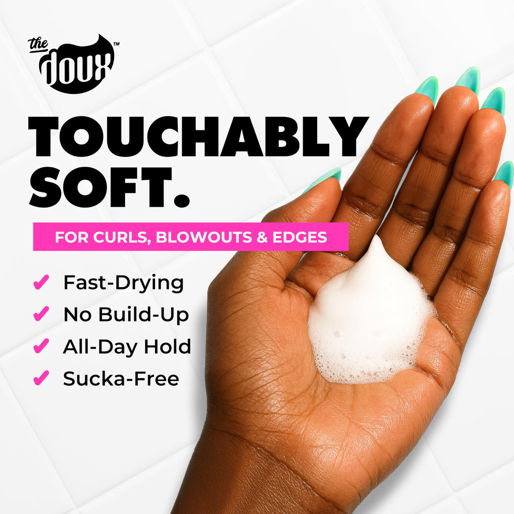The Doux MOUSSE DEF Texture Foam, Multi-Use Styling Mousse, 7 oz | Styles, Conditions, Defines & Volumizes with Brilliant Shine, For All Curl Types & Textures, Non-Flaking Formula