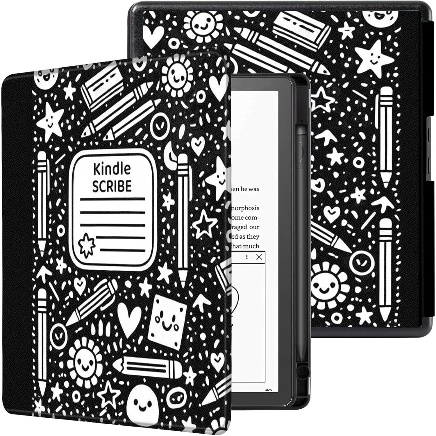 Buy now CoBak Case for Kindle Scribe - All New PU Leather Cover with Auto Sleep Wake Feature for Kindle Scribe 10.2" 2022 & 2024 Released with Pen Holder Doodle at indiglob india