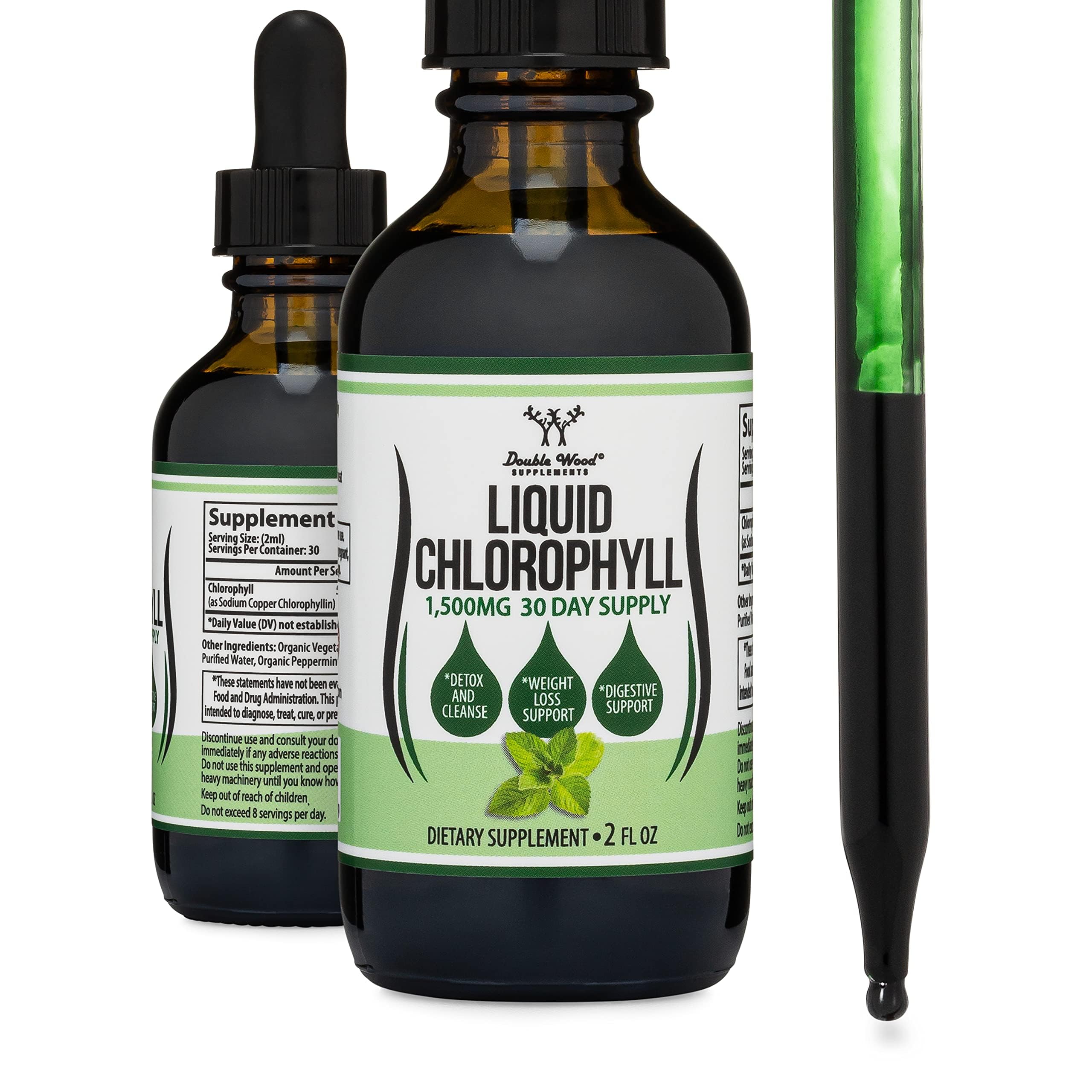 Liquid Chlorophyll Drops, Gut Health + Clear Skin, Peppermint Flavored, 2oz | Supports Digestion, Immunity, Detoxification + Clear Skin, Mulberry-Derived Chlorophyll, Mixes Clean, Nearly Tasteless, Vegan