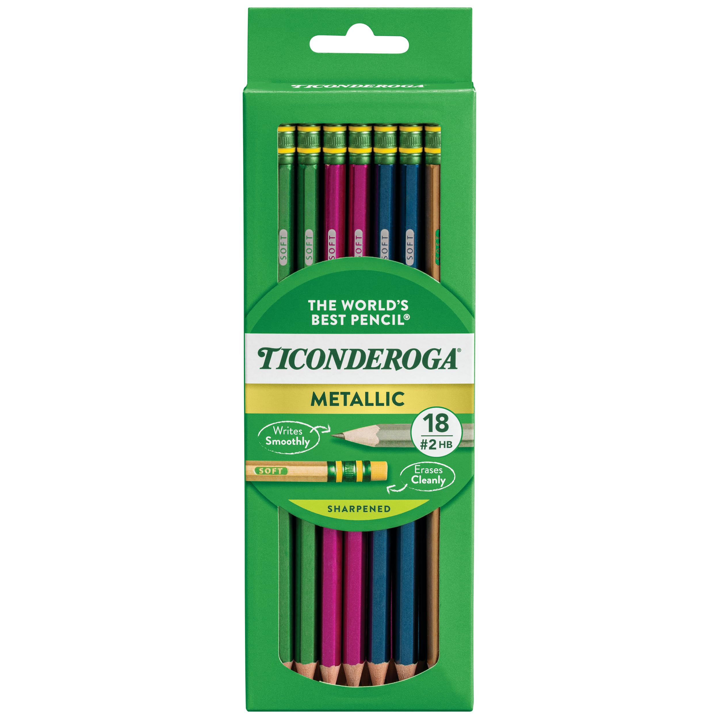 Buy now Ticonderoga Wood-Cased Pencils, Pre-Sharpened, #2 HB Soft, Neon Colors, 10 Count 18 18 Count Metallic at indiglob india