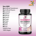 Feminizer Sex Change Capsules Pueraria Mirifica Potent Estrogen Hormone Complex for Trans Women - Breasts Booty Hair Skin Nails - Transgender Ladyboy Queer LGBT - No Fillers