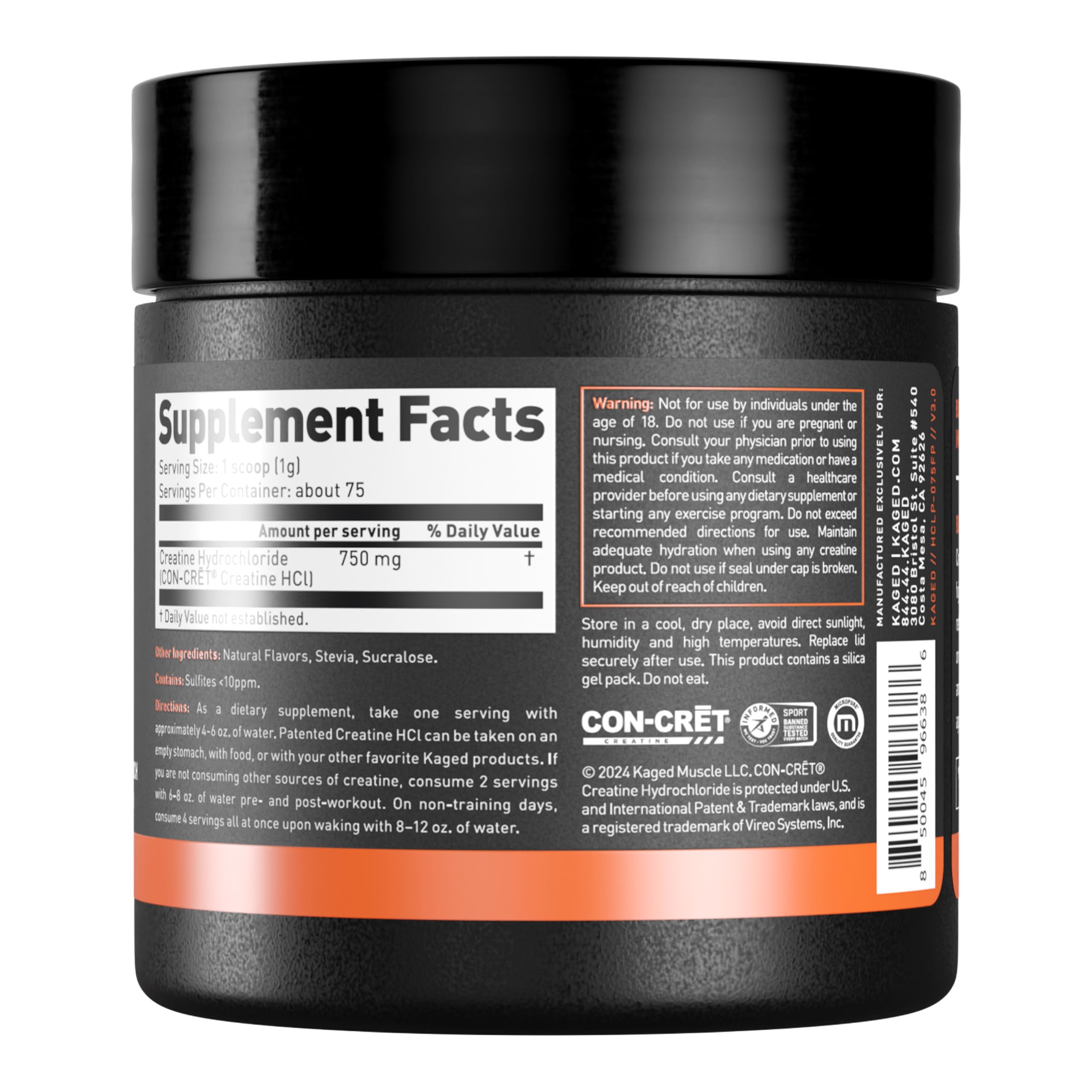 Kaged Creatine HCl Powder | 7X Concentrated vs Mono | Muscle Building & Recovery | High Absorption | No Bloating | Creatine for Men & Women | Vegan, Gluten Free | Fruit Punch | 75 Servings