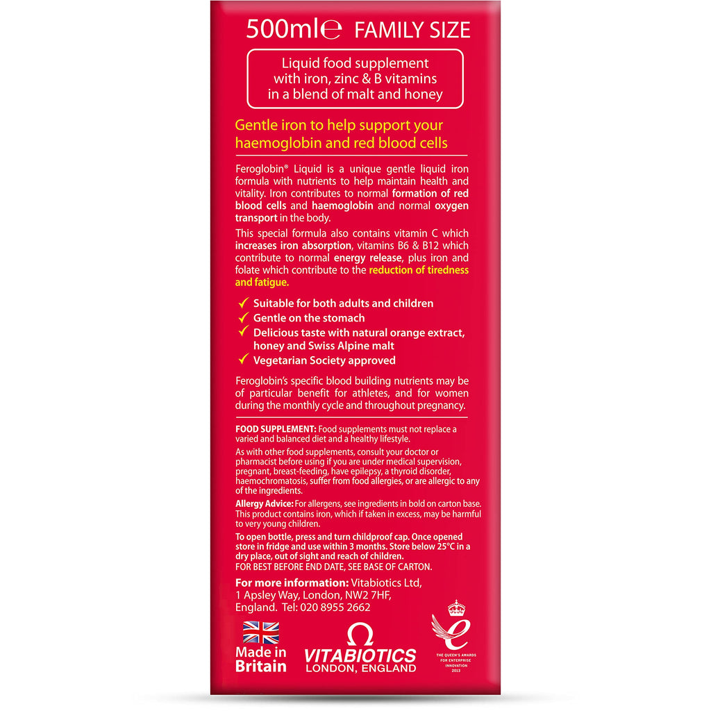 Vitabiotics Organic Feroglobin Liquid 500ml