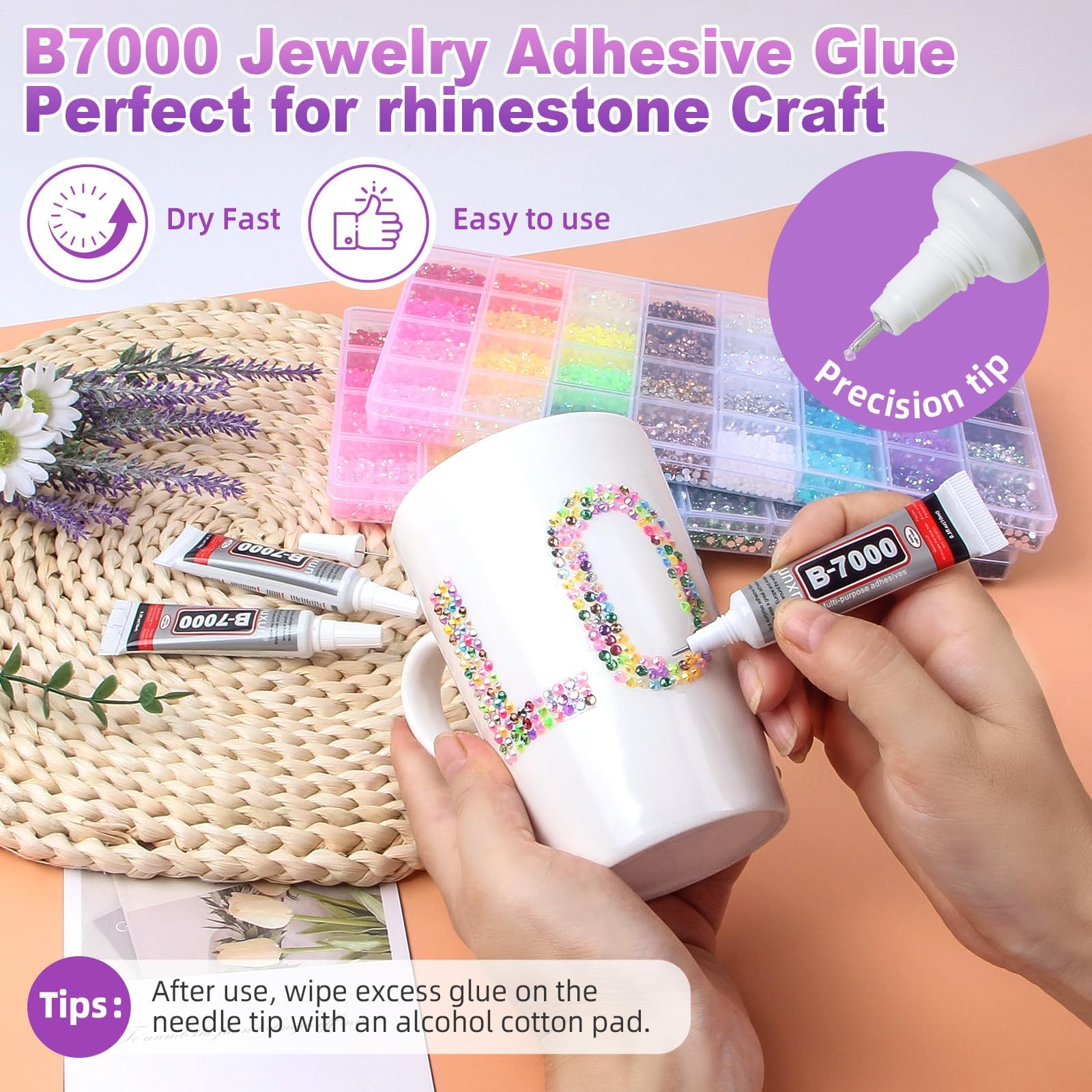 50000Pcs 40 Colors Resin Jelly Rhinestones for Bedazzling, 3mm Multicolor Flatback Gems for Crafting, Bedazzler Kit with 3Pcs 10ml B7000 Glue for Clothes Book Shoes Nails Art Makeup