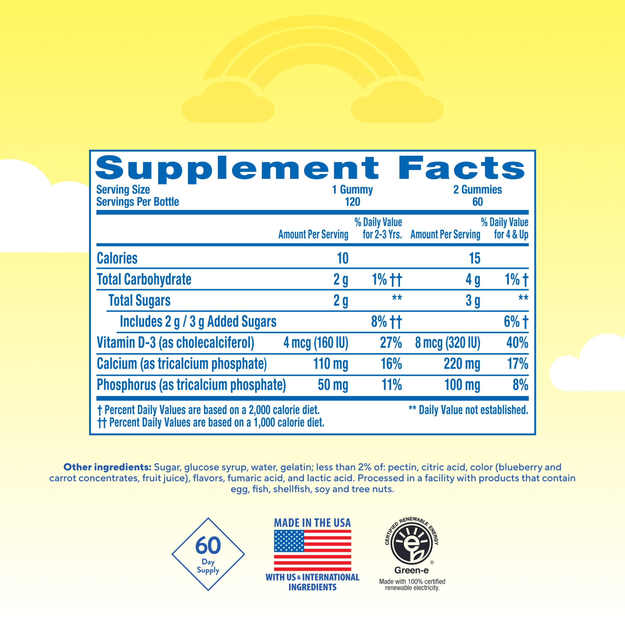 L'il Critters Kids Calcium and Vitamin D3 Gummies | 120 Gummy Vitamins | Assorted Fruit Flavors | Gluten-Free Children's Bone and Teeth Supplement