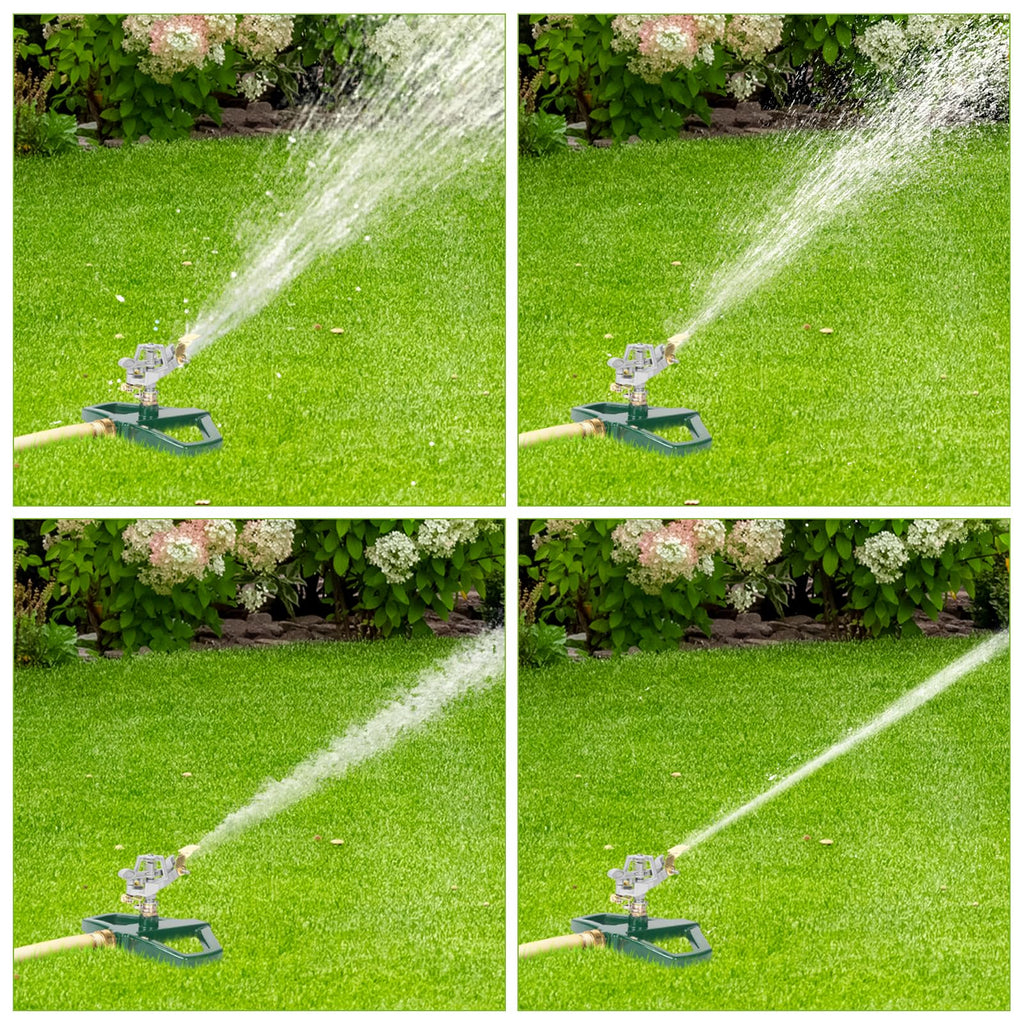 WEMADE Heavy Duty Metal Pulsating Sprinklers for Yard - 360 Degree Roating Automatic Water Sprinkler for Lawn with Metal Base, Impact Sprinklers for Large Area Covers Up to 85‘ Diameter