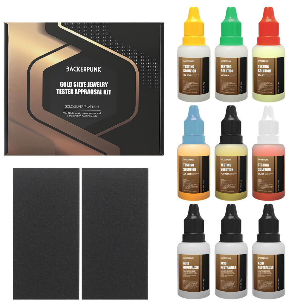 Gold, Silver Testing Kit, 10k, 14K, 18K, 22K, Silver, Platinum Solutions