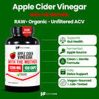 HealthFare Apple Cider Vinegar Capsules with the Mother | Raw, Organic & Unfiltered ACV | 150 Vegan Pills | Maximum Strength Supplement for Detox & Digestion | Non-GMO, Gluten-Free, Made in USA
