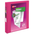 Avery Durable View 3 Ring Binder, 1 Inch Slant Rings, 1 Pink Binder (17830)