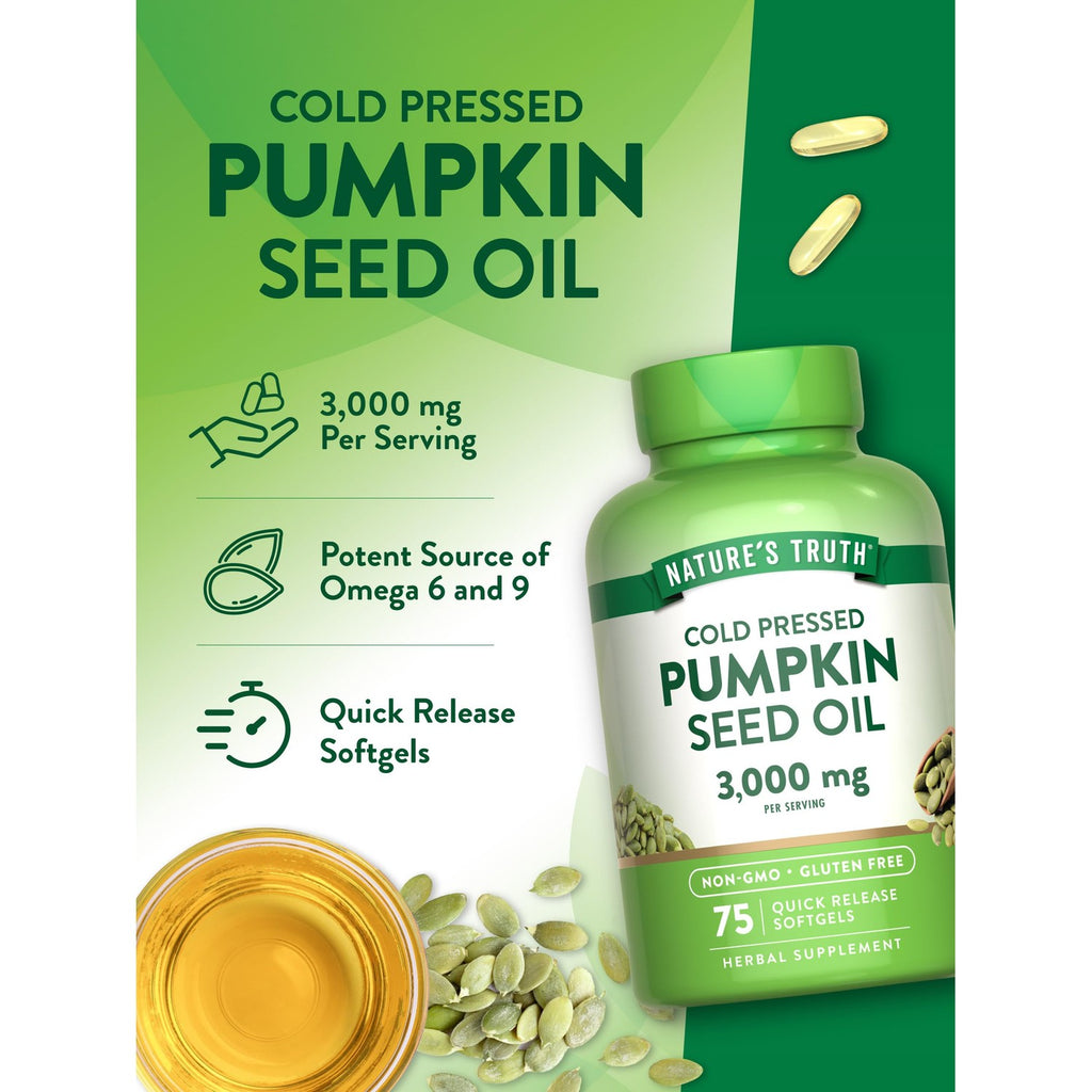 Nature's Truth Pumpkin Seed Oil | 3000mg | 75 Softgels