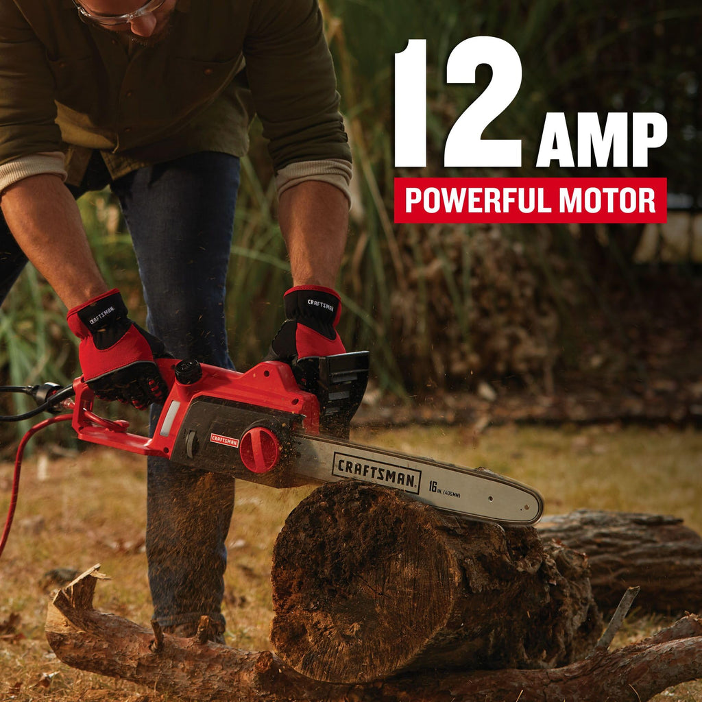 CRAFTSMAN Electric Chainsaw, 16 Inch, 12 Amp Corded Chain Saw Electric, Ergonomic, Powerful Motor (CMECS600)