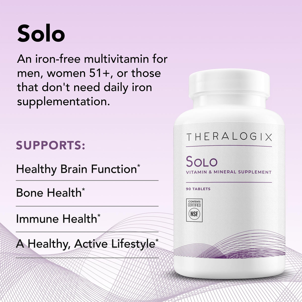 Theralogix Solo Multivitamin Without Iron – Daily Wellness, NSF Certified