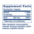 Life Extension Biotin, Vitamin B7, 600 mcg, 100 Capsules