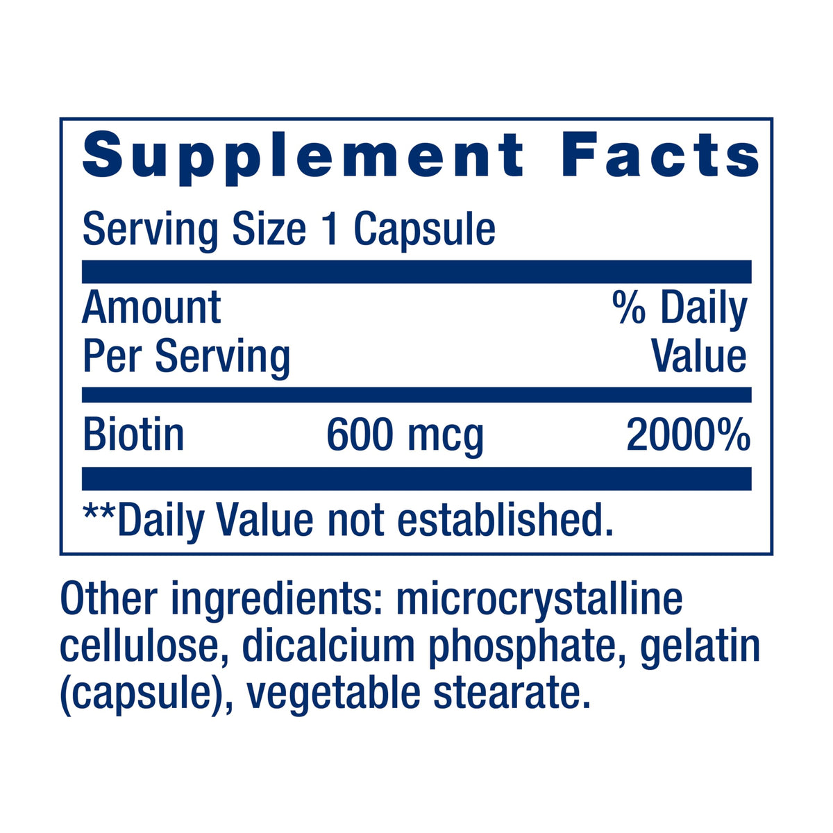 Life Extension Biotin, Vitamin B7, 600 mcg, 100 Capsules