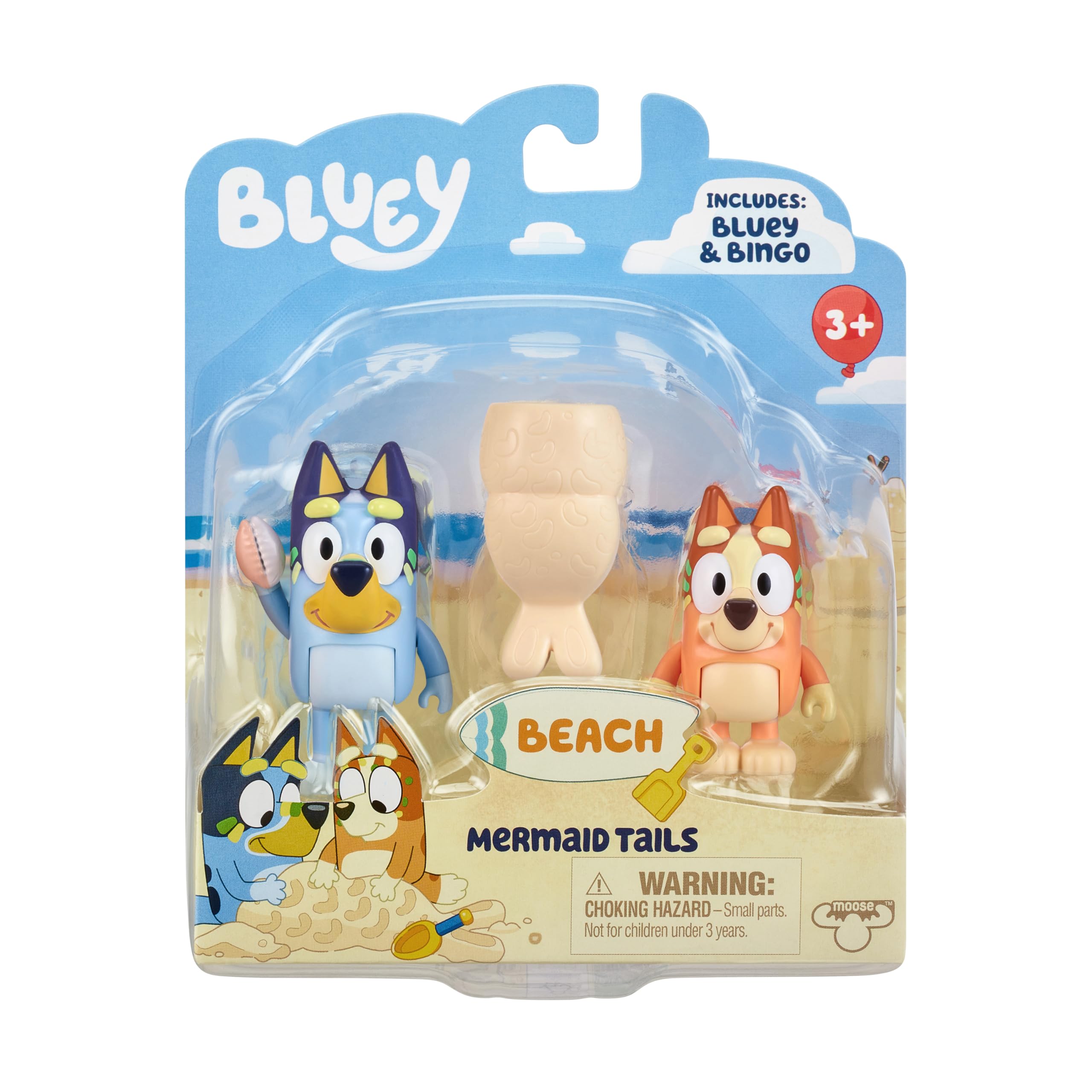 Buy now Bluey Pass The Parcel Figurine Toys Pack of 4, Character Toys with Bingo, Lucky’s Dad, and Lila Figures, Small Action Figures for Kids Ages 3+ Mermaid Tails at indiglob india