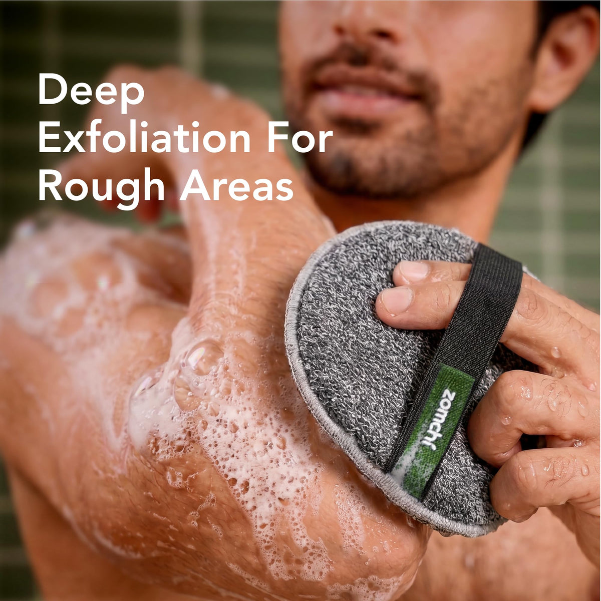 ZOMCHI Large Exfoliating Body Scrubber with Dual-Texture, 2 Pack, Grey